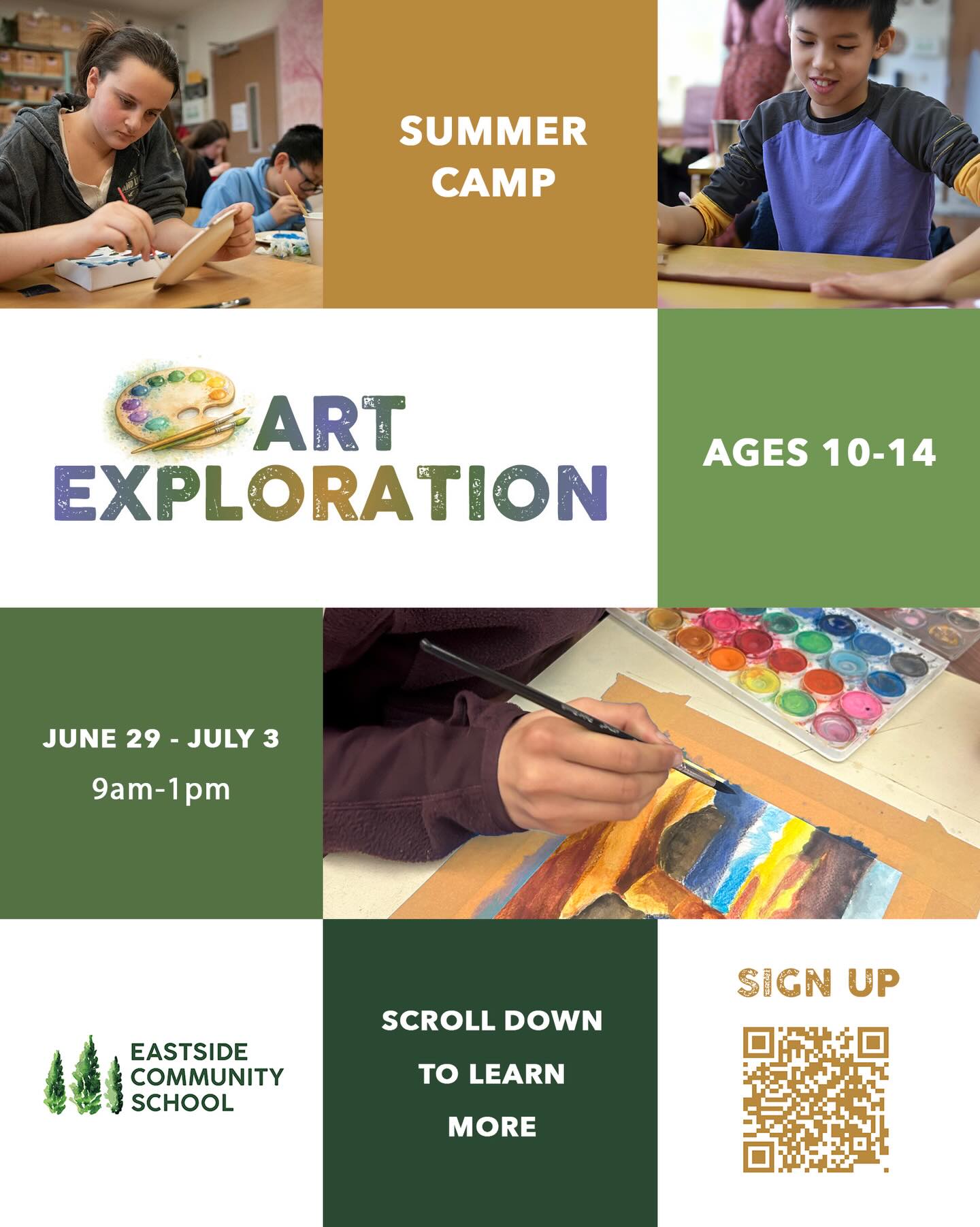 🎨✨ Art & Exploration Summer Camp (Ages 10-14) ✨🎨
Art & Exploration Camp invites students into a rich, imaginative journey where art becomes a way to travel - both across the world and within. Each day, children “travel” through different lands, exploring the cultures, colors, landscapes, and stories that shape human experience, then express those impressions through a wide range of artistic mediums.
Campers will work with traditional art materials such as paint, chalk, oil pastels, and mosaics, while also experimenting outdoors, creating their own paints from natural materials, building nature sculptures, and drawing and painting directly from the world around them. Time spent outside is an essential part of the experience, with artmaking, observation, and meals all taking place in nature whenever possible.🌿✨
👉 Use link in bio for more info and to sign-up.
#ECS #eastsidecommunityschool #waldorf #summercamp #issaquahkids