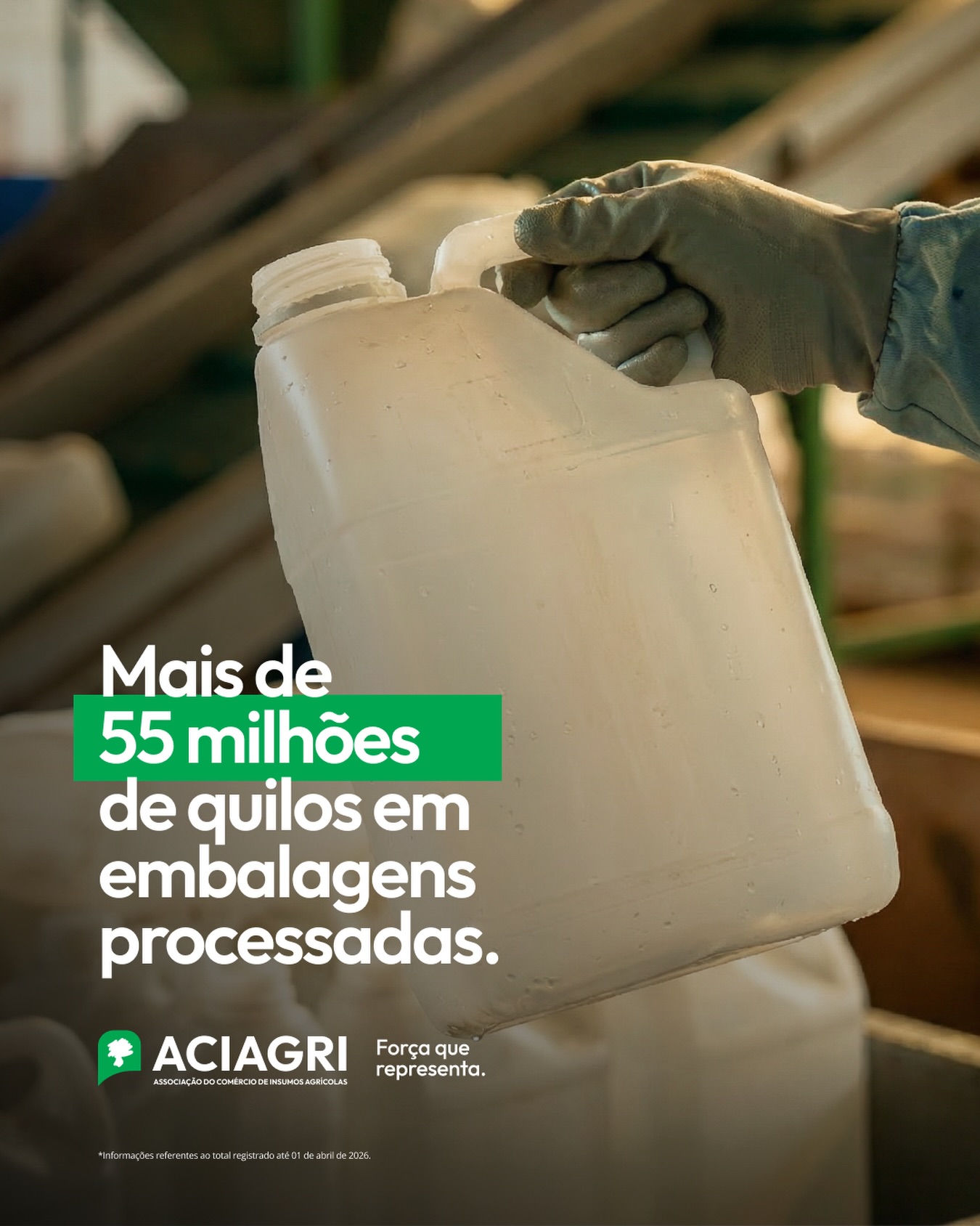 O Embalômetro ACIAGRI segue avançando e comprovando que a logística reversa é uma realidade forte e eficiente no agronegócio! 📊♻️
Já foram mais de 55.000.000 quilos de embalagens de defensivos agrícolas destinadas corretamente. Esse é o resultado do empenho da nossa equipe e, principalmente, de cada um dos nossos associados! 🤝🫂
ACIAGRI - Força que representa! ✊
