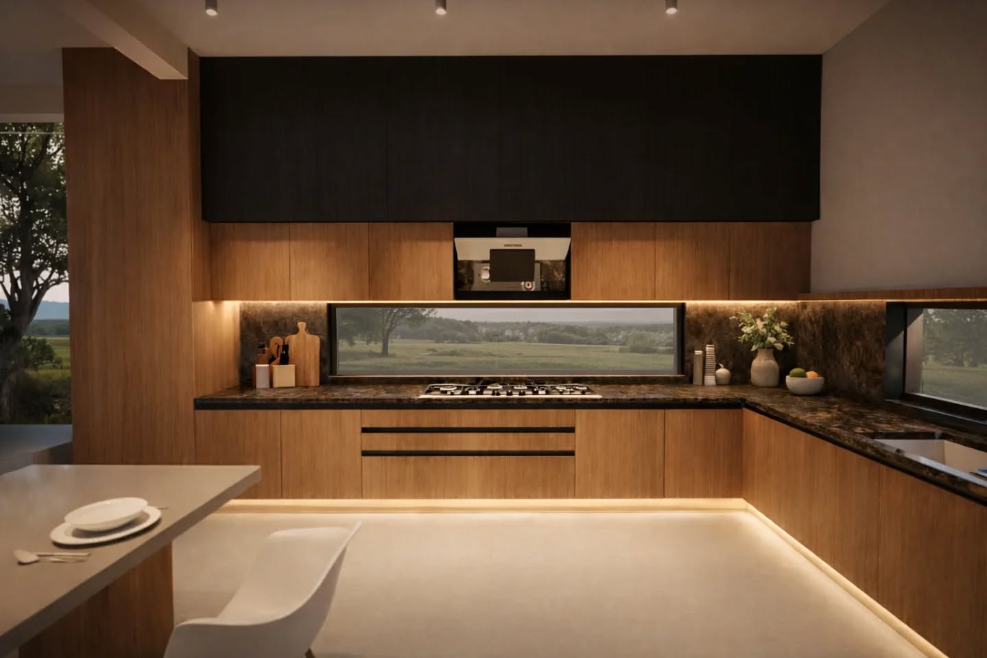 Each space is designed with clarity and purpose. Functional zones are carefully detailed to align with the farmhouse aesthetic, balancing warmth with efficiency. In the kitchen, the conventional backsplash is replaced with ribbon windows—opening the space to views of the surrounding mango orchards and introducing a constantly shifting play of light, making the interiors both dynamic and immersive.
Our interior approach extends the architectural language inward—where the curvature of the roof is subtly echoed in elements like the bed forms and bathroom details, creating a cohesive spatial narrative without overt expression.
The overarching strategy integrates passive cooling while blurring the threshold between inside and outside. Natural light, ventilation, and framed views bring the landscape into everyday living, yet a deliberate spatial planning ensures a clear distinction between interior and exterior—as preferred by the client.
A considered balance between openness and definition, where context shapes experience at every scale.
#indianhomes #homeinspo #moderninteriordesign #formfollowsfunction #contemporaryfarmhouse