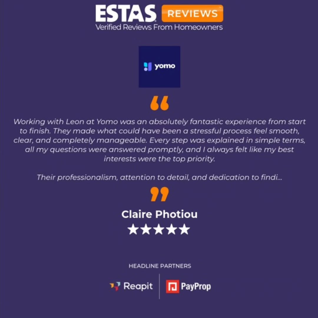 ⭐️⭐️⭐️⭐️⭐️ Very proud our team deliver such amazing customer service!
Thank you to all our clients to who take the time to leave such great reviews and to team Yomo for their great work.