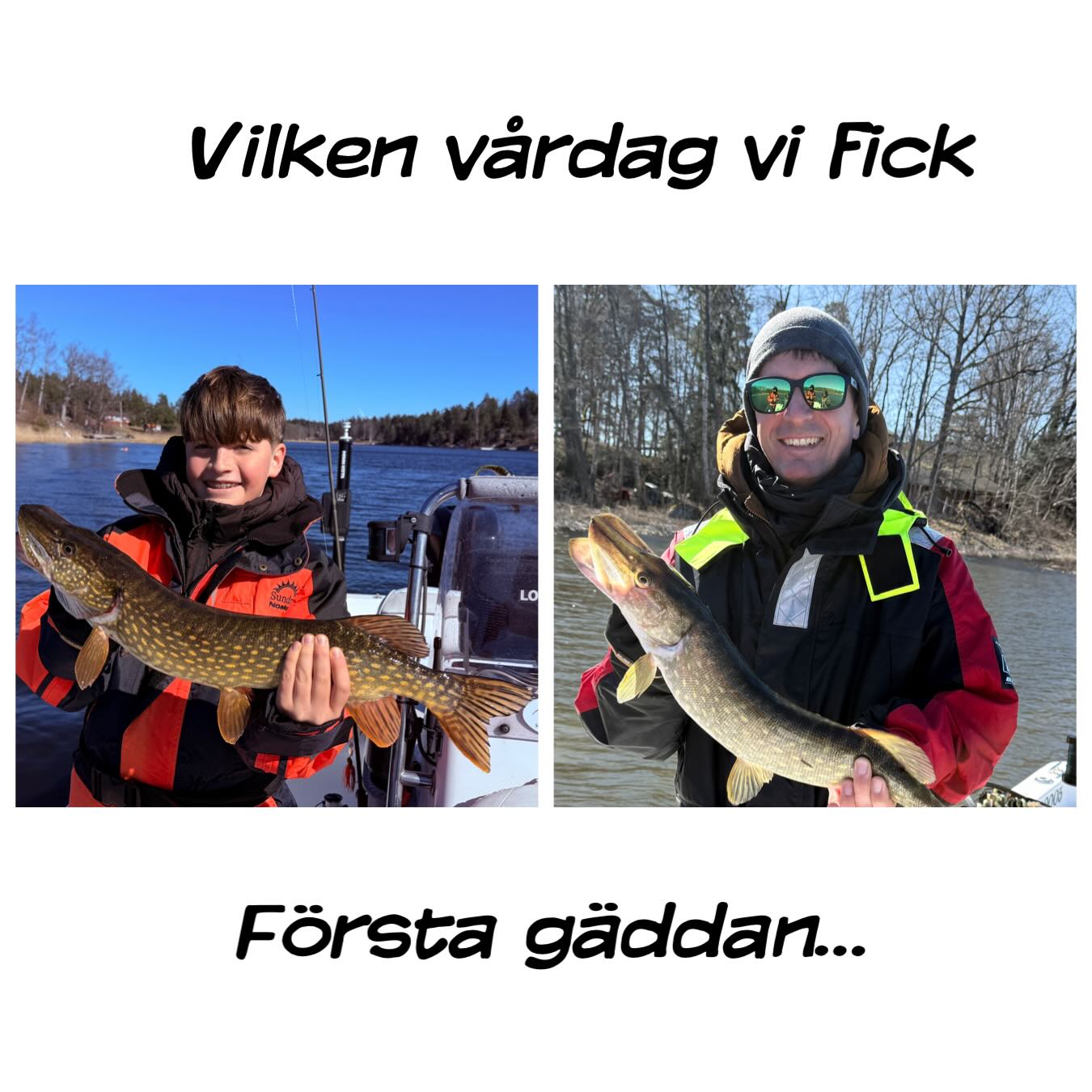 Fortfarande kalla nätter och inte mer än runt 4-6 grader i vattnet. Pappa och son som är på besök i Sverige ville prova på och fiska. Sonen hade aldrig fiskat tidigare. Nordlig vind i vikarna och strålande sol gjorde det inte helt enkelt att hitta på gäddorna. Efter en stund hittade vi rätt bete och plats. Kaffe och varm choklad med goda bullar smakade fint i solen mellan huggen. #gädda #fiskeguide #vår #sportfiske