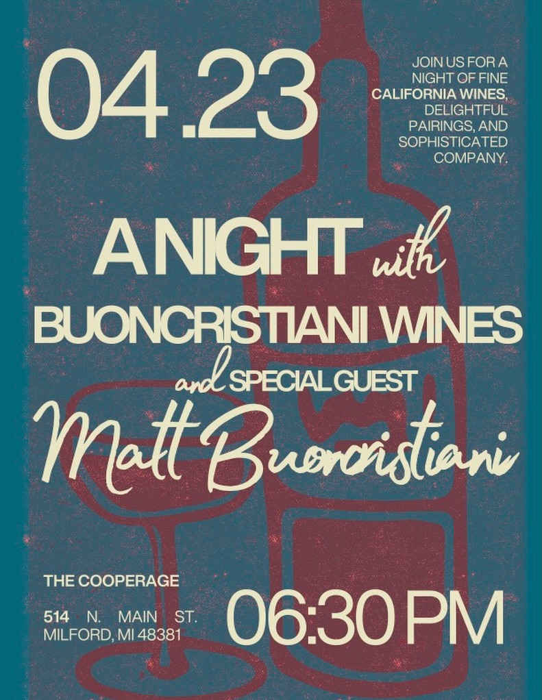 Join us at @thecooperagemilford for some fun with @buoncristianibrothers winery on the 23rd!!
Shoot us a message here, or give us a call to get your name on the list. You won’t want to miss this one!!