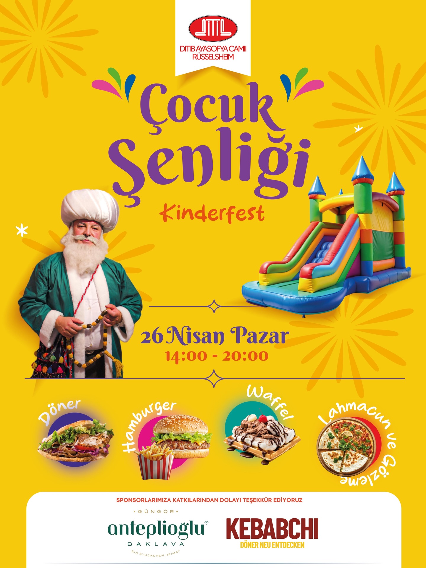 26 Nisan’da düzenleyeceğimiz çocuk şenliğine herkes davetlidir
#ditib #ayasofya #camii #rüsselsheim #çocukşenliği