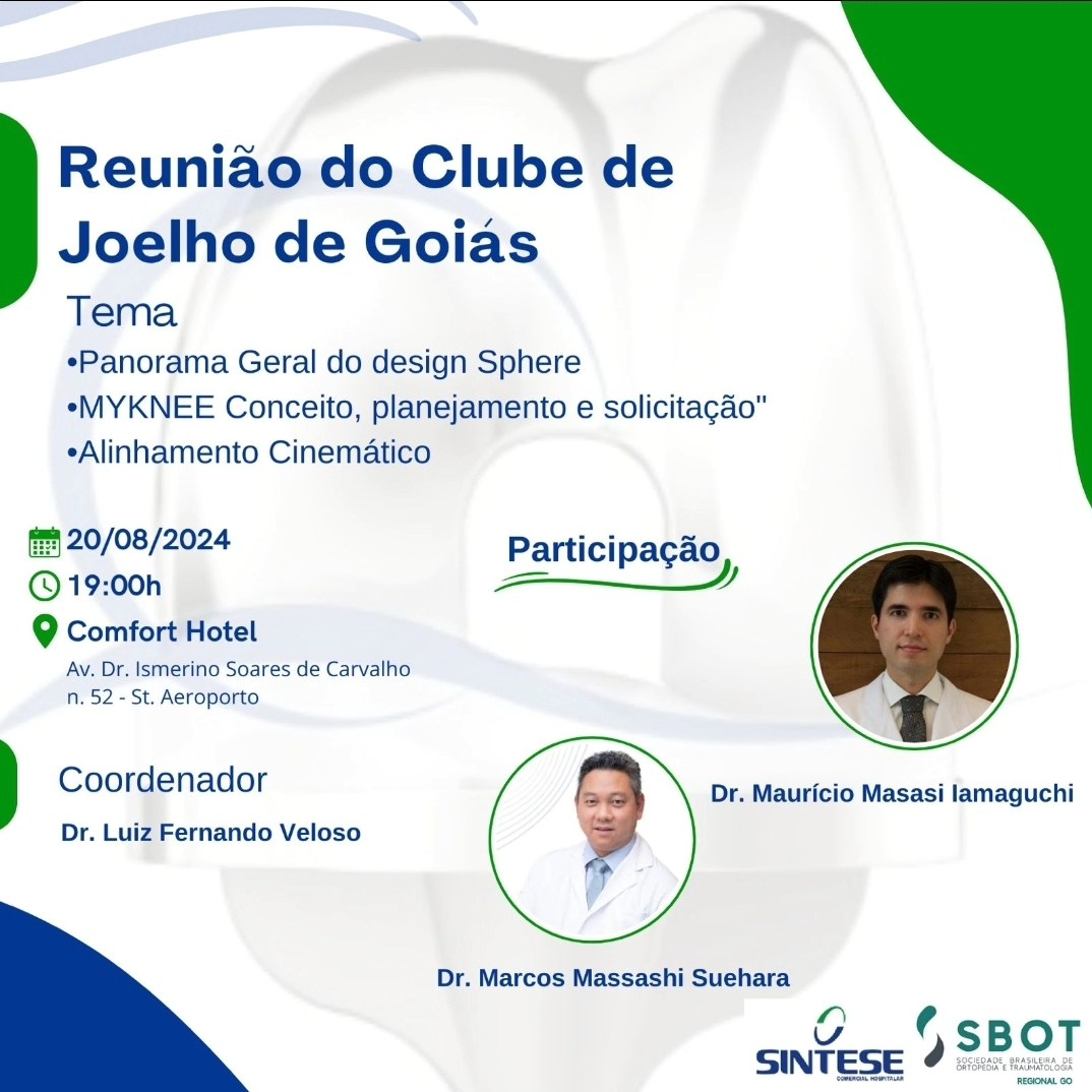 Dr Maurício Iamaguchi cirurgião convidado para palestrar sobre Prótese Total do Joelho Técnica de Alinhamento Cinemático no Clube do Joelho de Goiás