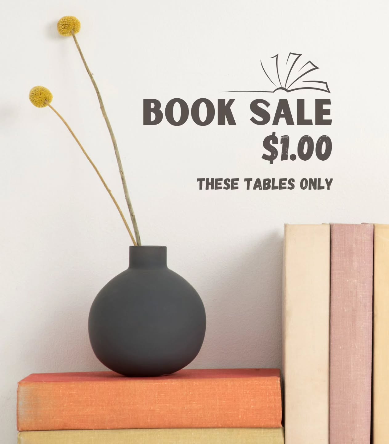 Today only. $1 book tables outside.