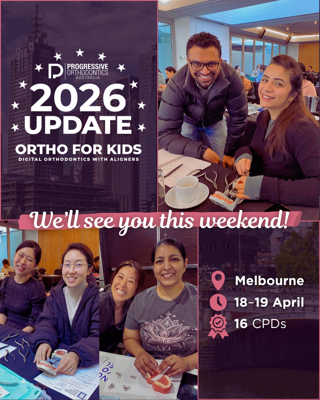 ⌛👀 We’re excited to see you all this weekend at our 2026 Update: Ortho for Kids! We’re going to have a great time in Melbourne discussing #mixeddentition treatment with the groundbreaking #MOS app.
🙋 Questions? Please contact Zita at ✉️ Zita@POSOrtho.net or ☎️ +61 402 314 528. We’ll see you soon!