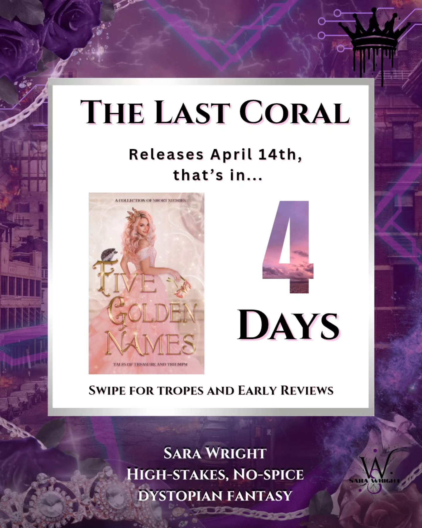 4 days left until we set sail! 🌊😱
The Five Golden Names charity anthology is almost here, and I can’t wait for you to dive into my story, The Last Coral. If you love high-stakes fantasy with a dystopian twist, this one is for you.
Let’s talk tropes and the vibes you can expect:
🏴☠️ A Pirate Prince forced into a life of crime (At least in the eyes of his father)
🌊 A dying ocean begging for a savior
💎 An impossible heist for a legendary artifact
👑 A ruthless, greedy King (who definitely wasn't "husband of the year")
🎣 A fisherwoman with hidden powers she never asked for
🤝 Unlikely allies who have to trust each other to survive
🔥 A retelling of The Fisherman and His Wife like you’ve never seen it before
This isn’t your childhood fairy tale. This is a survival-driven, elemental battle to save a world that’s running out of time.
A huge shoutout to the early readers. Your excitement for this charity project means the world to us and helps support global literacy! ♥️
Are you ready to join the heist? Only 4 days to go!
#Sarawrightbooks #cleanfantasy #WhatsInANameSeries #fantasybooklover #nospicebooks
