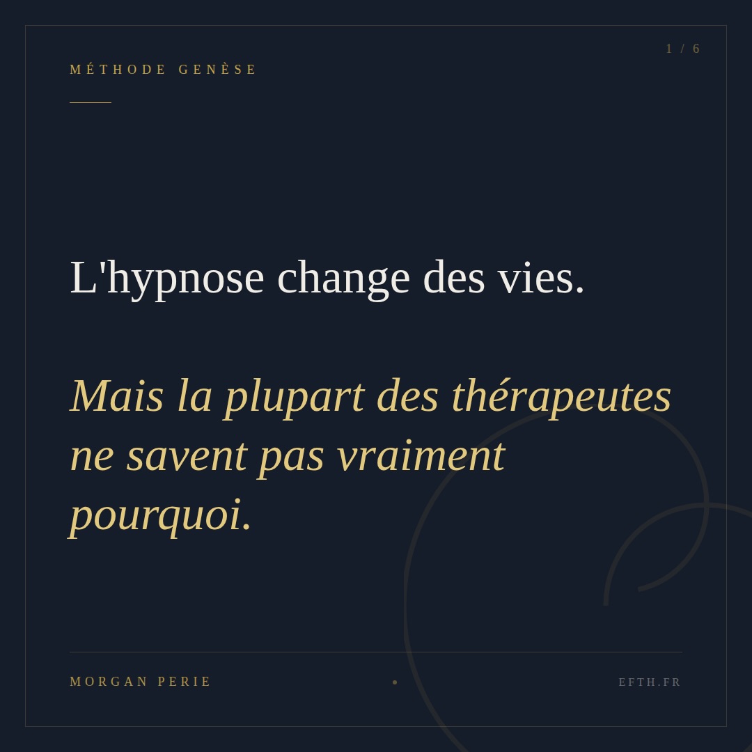 L’hypnose change des vies.
Mais tant qu’on ne comprend pas ce qui agit, on reste dépendant… du hasard.
On applique des protocoles.
On répète des scripts.
Parfois ça marche. Parfois non.
Et entre les deux… un flou.
Un flou qui empêche de progresser.
Un flou qui limite la profondeur du travail.
Un flou qui fait douter, même quand on obtient des résultats.
Pendant longtemps, je me suis confronté à ça.
Alors j’ai arrêté de chercher “de nouvelles techniques”.
Et j’ai commencé à chercher des explications.
Pas dans le mystique.
Dans ce qui structure réellement l’expérience humaine :
→ les neurosciences
→ la psychologie
→ l’observation fine du terrain
Ce que l’intuition clinique pressentait…
la recherche permettait enfin de le comprendre.
C’est de là qu’est née la Méthode Genèse.
Une approche qui ne repose pas sur des outils,
mais sur une lecture précise de ce qui se joue en séance.
Trois piliers :
• Le constructivisme
Ce n’est pas l’événement qui transforme.
C’est le sens que l’on construit autour.
• Les parties inconscientes
Pas un inconscient flou et tout-puissant.
Une organisation vivante, multiple, parfois contradictoire.
• Les émotions
Pas à contrôler.
Pas à fuir.
À traverser — dans un cadre suffisamment sécurisant pour permettre la transformation.
Parce que non,
l’hypnose n’a pas à choisir entre science et profondeur.
Elle peut être rigoureuse, structurée…
et profondément humaine.
C’est exactement ce que je développe dans ce livre :
MÉTHODE GENÈSE — L’hypnose qui reconnecte à l’origine
Et si tu veux comprendre, vraiment,
ce qu’est l’hypnose (au-delà des clichés et des scripts) :
Le premier chapitre est disponible gratuitement.
👉 Lien en bio
#formationhypnose #hypnose #hypnoseericksonienne #ifs #constructivisme inconscient
