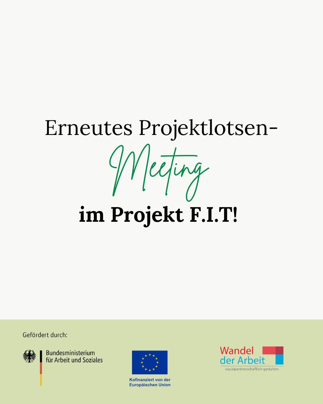 Erneutes Projektlotsen-Meeting im Projekt F.I.T!
Normalerweise treffen wir uns wöchentlich virtuell über MS Teams – umso schöner war es, uns dieses Mal am 10.04.2027 in Korbach wieder persönlich zu sehen. Der direkte Austausch vor Ort hat nochmal eine ganz andere Dynamik!
Wir haben gemeinsam auf unser Projektmanagement-Seminar zurückgeblickt und reflektiert, welche Erkenntnisse die Projektlotsen daraus mitgenommen haben – und wie sich dieses Wissen künftig in den Projekten im Zuge der Fusion einsetzen lässt.
Ein weiterer Fokus lag auf der Finalisierung der Planung unserer World Cafés. Dort möchten wir den Mitarbeitenden aus den Standorten Korbach und Frankenberg das Projekt F.I.T. näherbringen und in den Dialog gehen.
Fazit: Ein rundum produktives Meeting – und die Vorfreude auf die World Cafés in zwei Wochen ist groß!
Das Projekt wird im Rahmen des Programms „Wandel der Arbeit sozialpartnerschaftlich gestalten: weiter bilden und Gleichstellung fördern“ durch das Bundesministerium für Arbeit und Soziales sowie die Europäische Union über den Europäischen Sozialfonds Plus (ESF Plus) gefördert.
#berlin #pflege #krankenhaus #pflegeberufe #weiterbildung #businessacademymarburg
#europaeischer_sozialfonds #europaeischersozialfonds #esf #europaeischersozialfondsplus #esfplus
#europeansocialfund #europeanunion #eukommission #eusocial #arbeit #soziales #bmas #EUfunds #eusocial