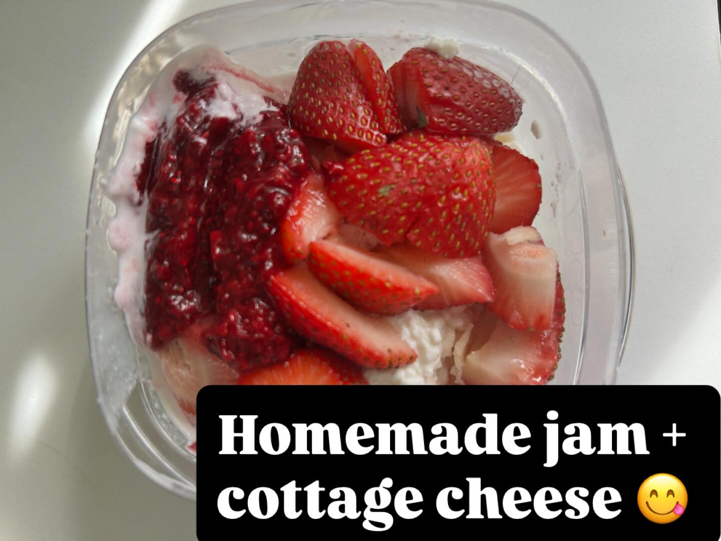 Leveled up my cottage cheese today with some homemade no sugar added raspberry jam. It was even better than I thought it would be and now I will need it available for every cottage cheese snack.
