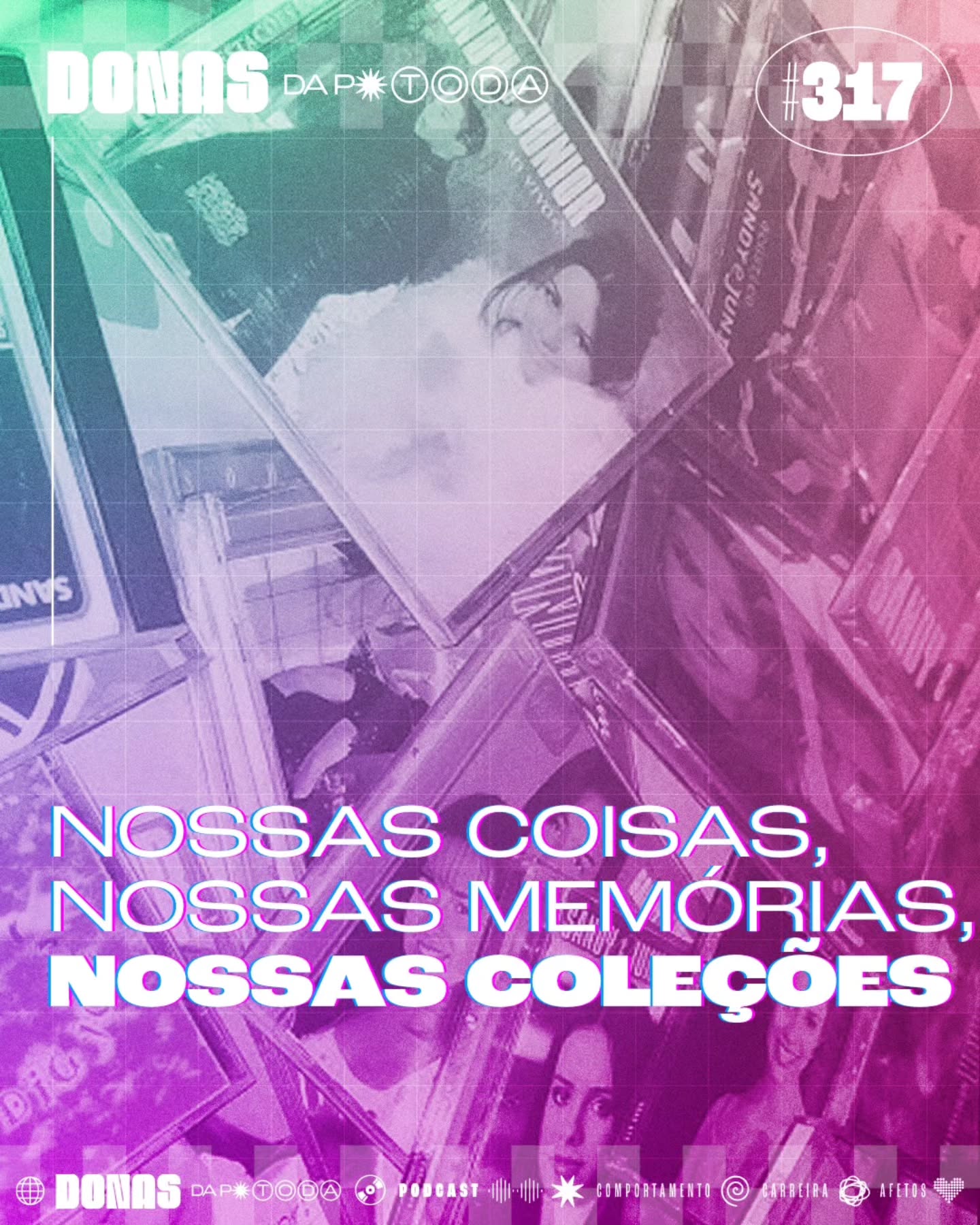 Lá pelo fim dos anos 2010, vivemos o auge da difusão do minimalismo. Era Marrie Kondo perguntando sobre o que os objetos nos faziam sentir, documentário falando sobre como acumulamos coisas demais. Tudo que é papel se torna arquivo digital pra usar menos espaço físico. As linhas retas, o preto e branco e a sensação de que coisas demais são sufocantes.
Corta para 2025 e a revelação de fotos ressurge em mil roupagens - de máquinas pequenas que imprimem na hora a assinatura de impressão mensal, as feiras de vinil de acumulam e a estética mudou: agora tem cor, textura, latinidade bombando. A nostalgia millennial bateu. Coisas físicas que antes eram sinônimo de sufocamento se tornaram significado de conforto.
O símbolo do momento em que vivemos. Objetos antes escondidos em caixas se tornaram protagonistas, ter o disco autografado dos artistas virou relíquia de novo. E não existe perfil que a gente ame mais acompanhar - pois crianças de interior assinantes de revista e espectadoras do Domingo Legal - do que o @meuguardachuva, da Heloísa Fleming. Essa semana recebemos a Heloísa pra conversar sobre as nossas coleções.
Episódio no ar! 🎧