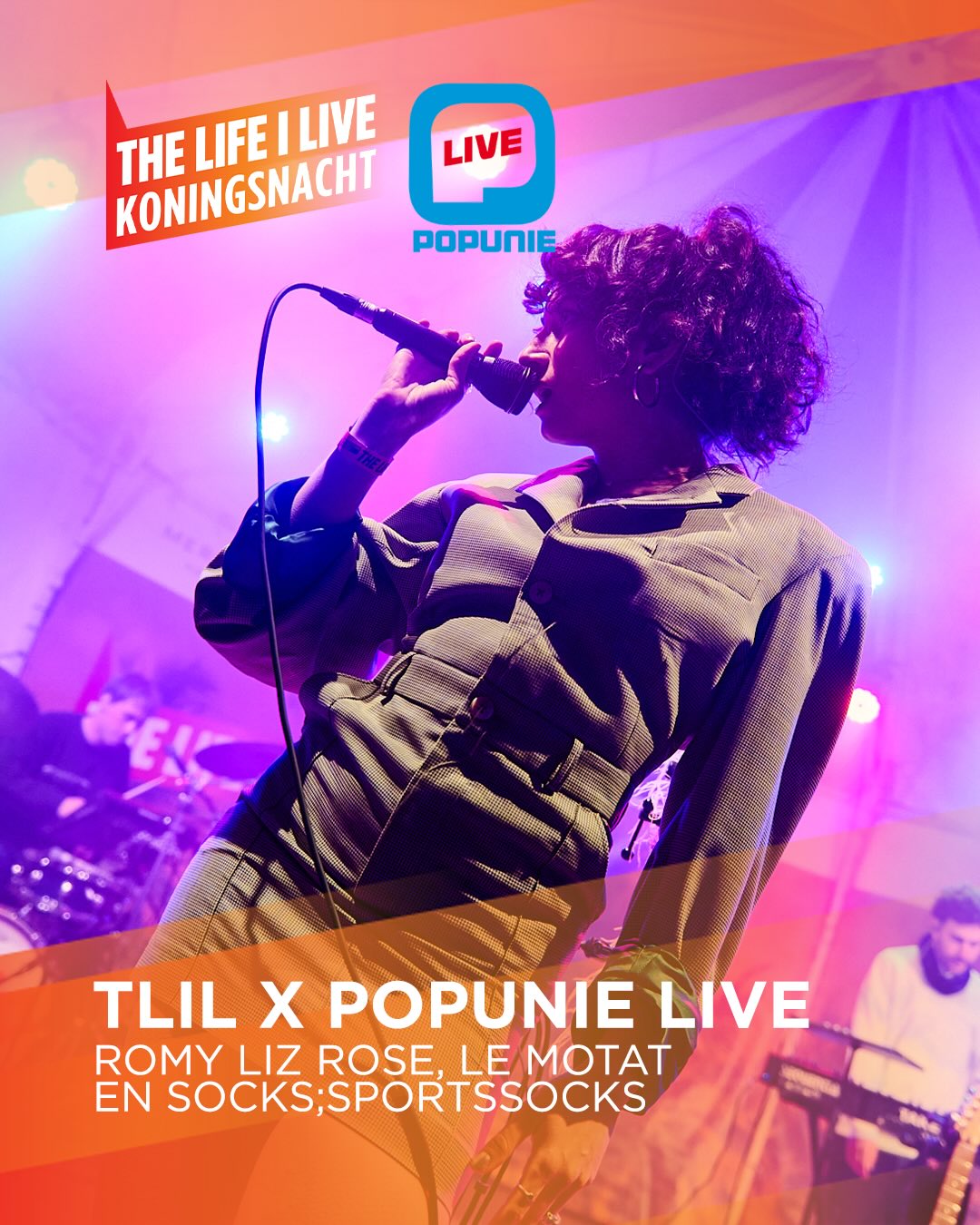 Ook dit jaar wordt THE LIFE I LIVE Koningsnacht verrijkt met 3 Rotterdamse parels. Romy Liz Rose brengt een moderne folk droom naar de Plaats. Socks;SportsSocks zet een melancholische mix van verdriet en plezier op het Popdistrict Podium en Le Motat zwaait met indiebangers en tranentrekkers op het Prooost Podium.
Dit allemaal wordt mogelijk gemaakt door Popunie Live!
#popunielive #koningsnacht2026 #TLIL #Denhaag #TLIL26popstaddenhaag