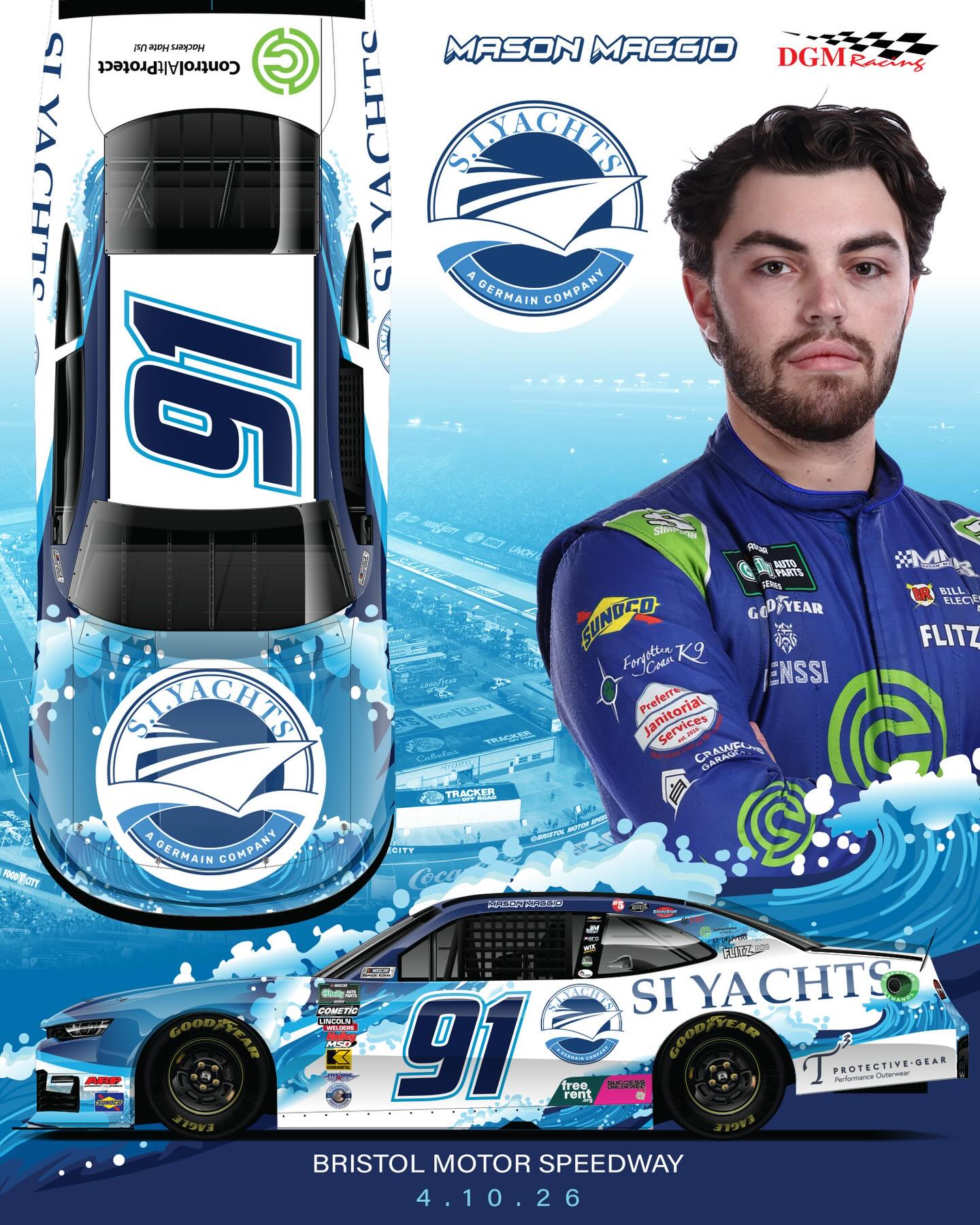 @si_yachts joins @masonmaggio1 aboard the No. 91 Chevrolet for this weekend’s race at @itsbristolbaby!
SI Yachts is the top boat dealer and yacht brokerage in the Northeast. Family-owned and operated, SI Yachts has provided a seamless experience to its customers since 1964.