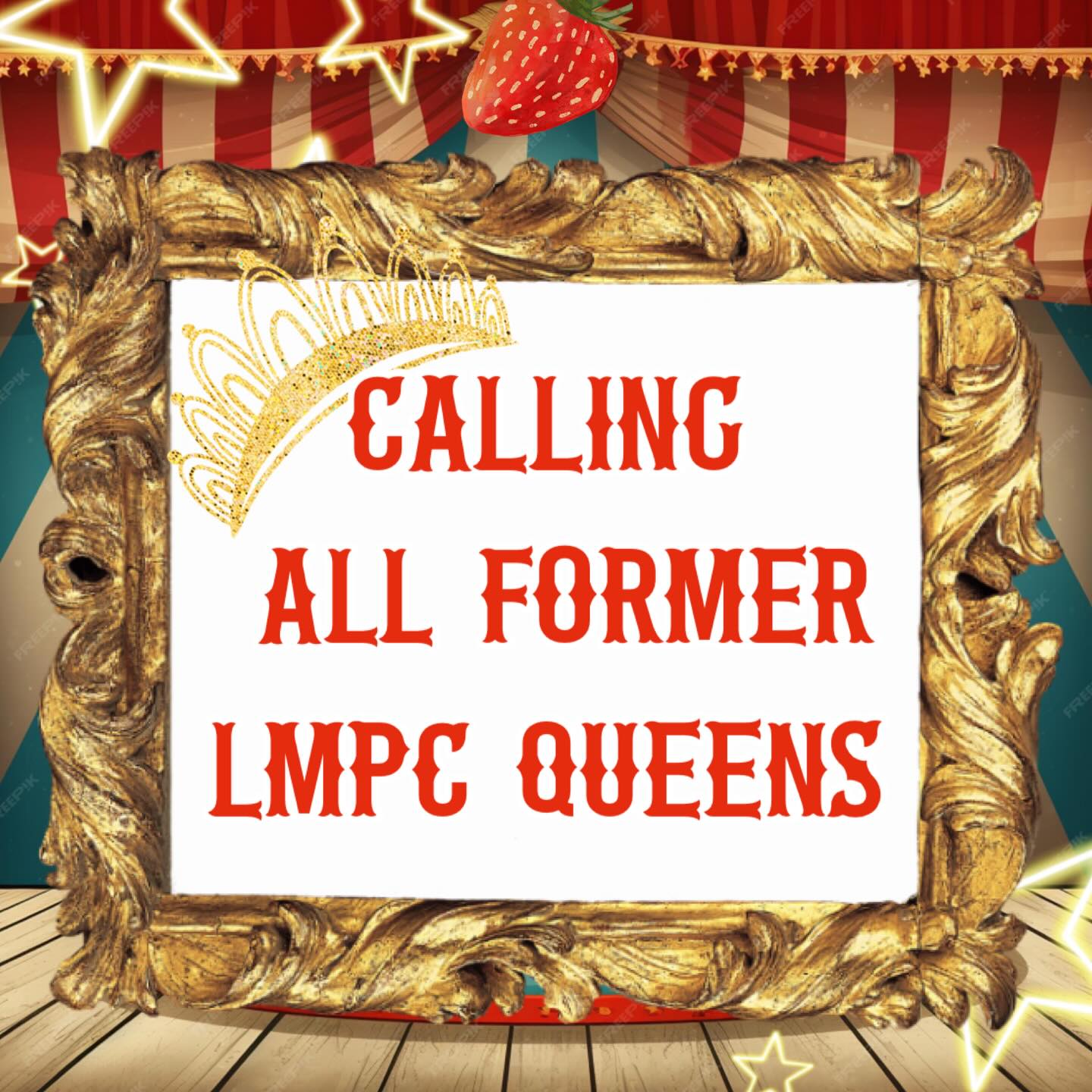 Calling all former LMPC Queens! We would love to honor you on stage. Please stop by the ticket sales table at the entrance of the SCHS auditorium to check in! ✨💕👑