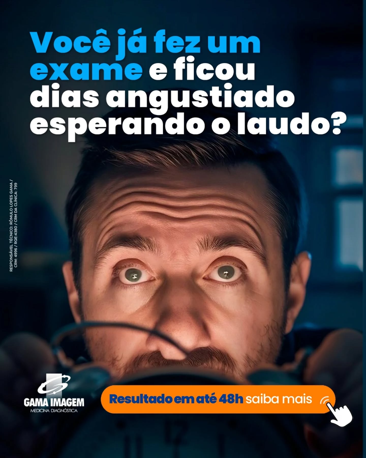 Você sabia que pode ter o laudo do seu exame em até 48 horas?
Nada de dias de espera e ansiedade sem resposta. Aqui, a sua saúde vem com agilidade, cuidado e precisão — porque cada minuto importa quando o assunto é você.
Agende seu exame e tenha mais tranquilidade no seu diagnóstico.