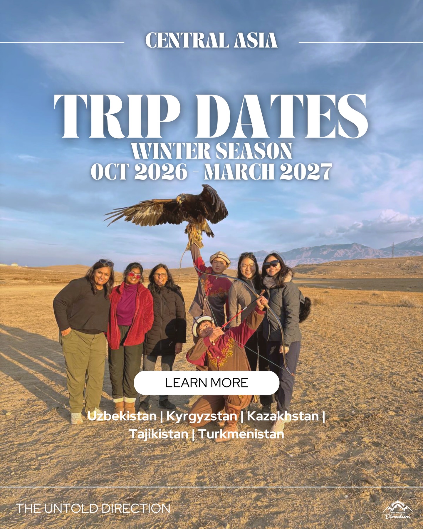 Explore the untamed beauty of Central Asia, the Caucasus, and Pakistan with us! 🌎
From towering peaks to ancient Silk Road cities, and expansive deserts to rural homestays, our journeys are crafted to immerse you in breathtaking landscapes, and authentic cultures experiences.
🗺️ Small group tours (max 6 travelers)
🌟 Unique destinations, less explored
🎒 Unforgettable experiences & experienced guides
Your next adventure is calling. Will you answer? 🏔️
Contact us for more information! Limited places available.