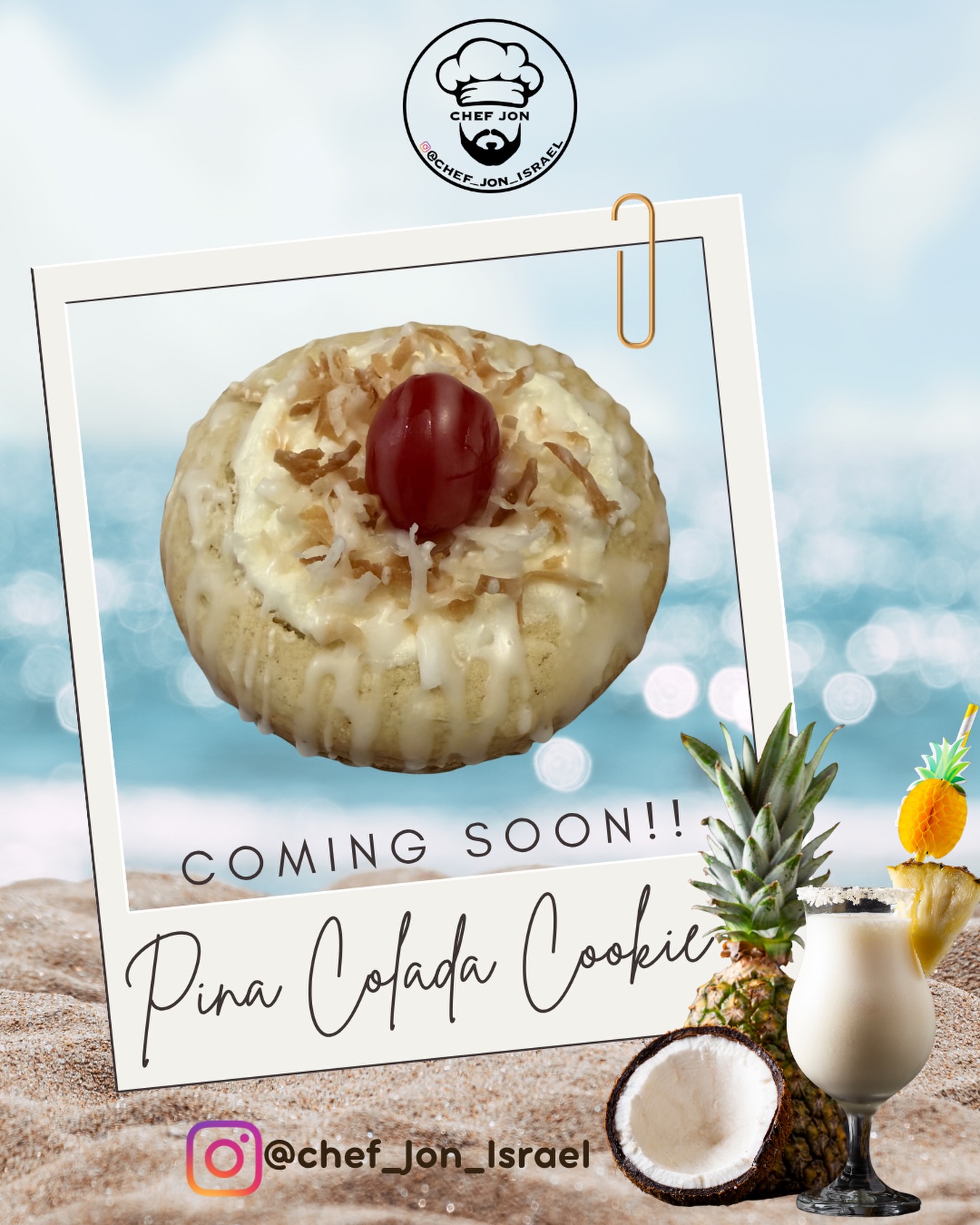 Chef Jon is back from vacation and he brought a little taste of tropical weather with him! Limited quantities of our new piña colada cookie of the week will be available this Sunday at the Riverdale Y Sunday market. #summertime #cookies