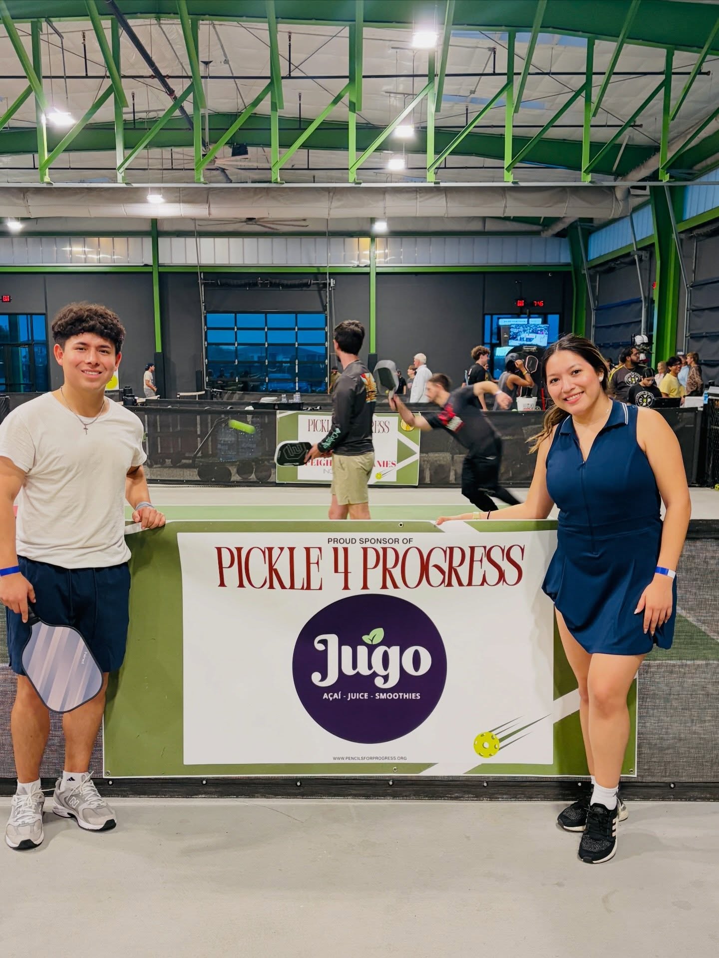 Our wonderful sponsors and their banners!
Thank you @ilovejugo, @cmghomeloans, @archiescoffeelounge, @nextlevelurgentcare, and Speights Companies Incorporated for making this event possible. ✏️💛
#pencilsforprogress #sponsors #pickleball #studentled #sanantonio