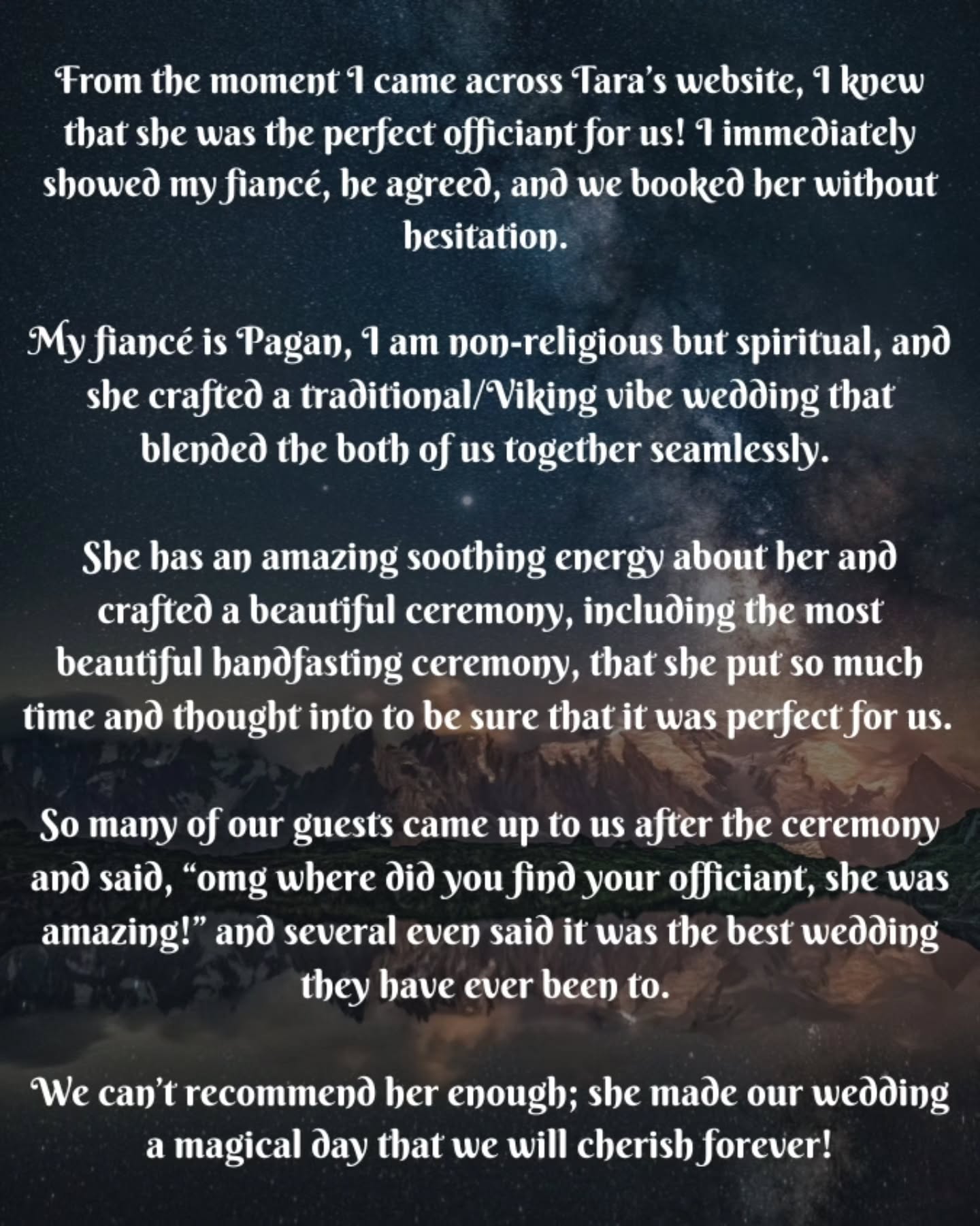 Another ⭐️ ⭐️ ⭐️ ⭐️ ⭐️ review from one of my amazing couples! 🖤💍🪢⚔️
#salemweddingwitch #handfasting #weddingofficiant #yourdayyourway #bestweddingever