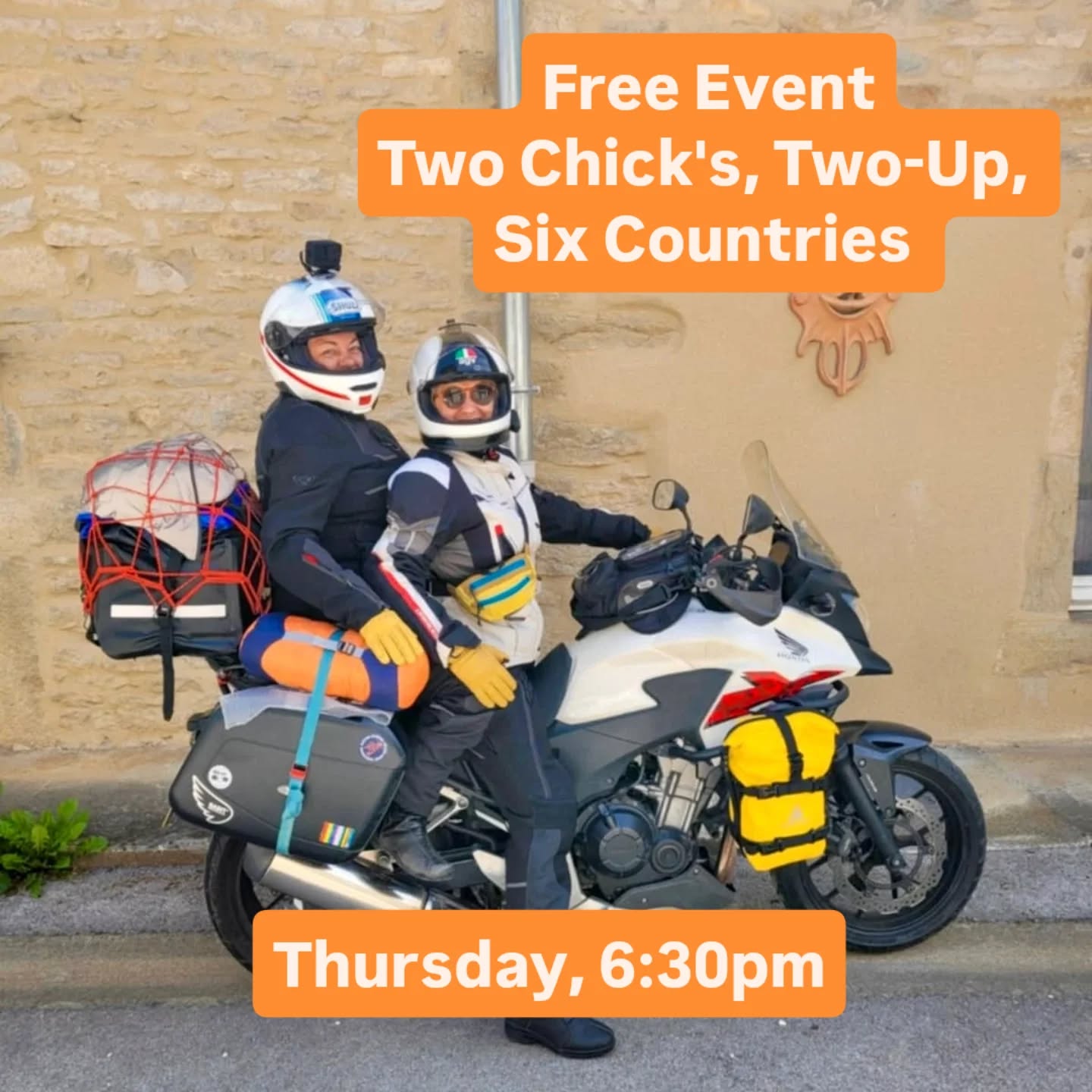 Join Sasha and Bec, two 5-ft-2-inch rookie moto-ladies, as they recount the tales of their European adventure on a Honda CB500X.
SASHA CATALANO and BEC COOEN are long-time motorcyclists, travellers, and adventure chasers. Having driven across Sri Lanka by tuk-tuk, and fresh from motorbiking Europe two-up in 2025, Sasha and Bec are always chasing the next challenge, by motorbike, tuk tuk, or anything with wheels!