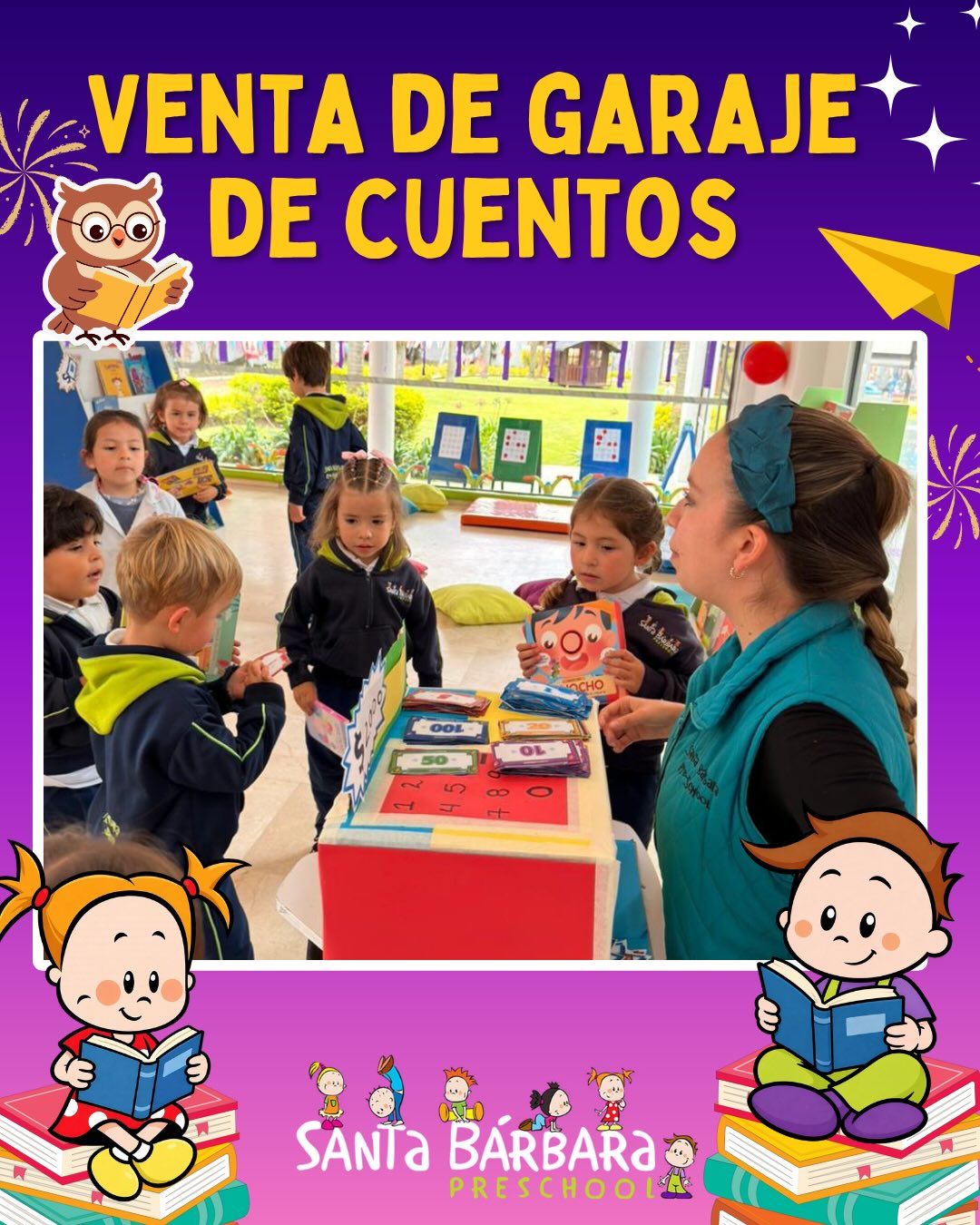 Venta de garaje de cuentos📚✨
Un espacio donde compartimos historias, descubrimos libros y fomentamos el amor por la lectura.
#santabárbarapreschool #FomentoALaLectura #LibrosParaNiños #AmorPorLaLectura #ComunidadEducativa