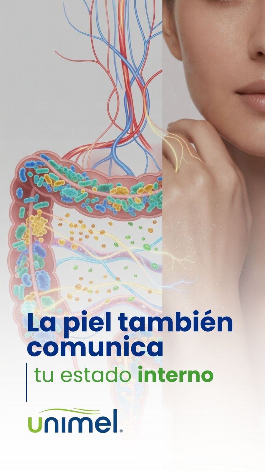 Tu piel no es un órgano aislado, es un reflejo de lo que ocurre dentro de ti. 🧠✨
La conexión intestino–piel es real. Procesos como la inflamación, el desequilibrio de la microbiota o problemas digestivos pueden manifestarse como acné, rosácea, sensibilidad o falta de luminosidad.
Por eso, cuando solo tratamos la superficie, muchas veces los resultados no se mantienen.
En Unimel entendemos la piel desde un enfoque integral.
Evaluamos más allá de lo visible para encontrar la raíz y diseñar un tratamiento que realmente funcione para ti.
Porque cuando tratas desde adentro, se nota por fuera.
#MedicinaFuncional #SaludDeLaPiel #EjeIntestinoPiel #DermatologíaIntegral #Unimel