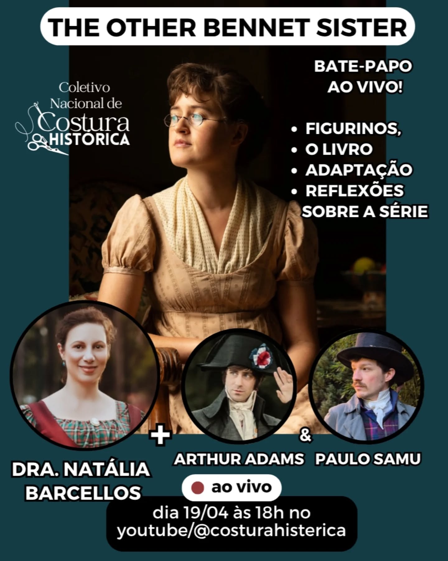 Estamos completamente obcecados por @otherbennetsistertv ! 🩷
Vamos receber com muito carinho a nossa querida dra. Natália Barcellos para um bate-papo especial sobre a série que adapta o livro de mesmo nome, e conta a história de Mary Bennet: a irmã "esquecida" da personagem principal de Orgulho e Preconceito.
Vamos discutir sobre os figurinos, sobre o livro que baseou a série, a obra de origem de Jane Austen e trazer algumas reflexões sobre a adaptação para o audiovisual.
Esperamos você ao vivo no domingo 19/04 às 18h lá no canal do YouTube! 🍿✨️
#theotherbennetsister #marybennet #orgulhoepreconceito #prideandprejudice #janeausten
