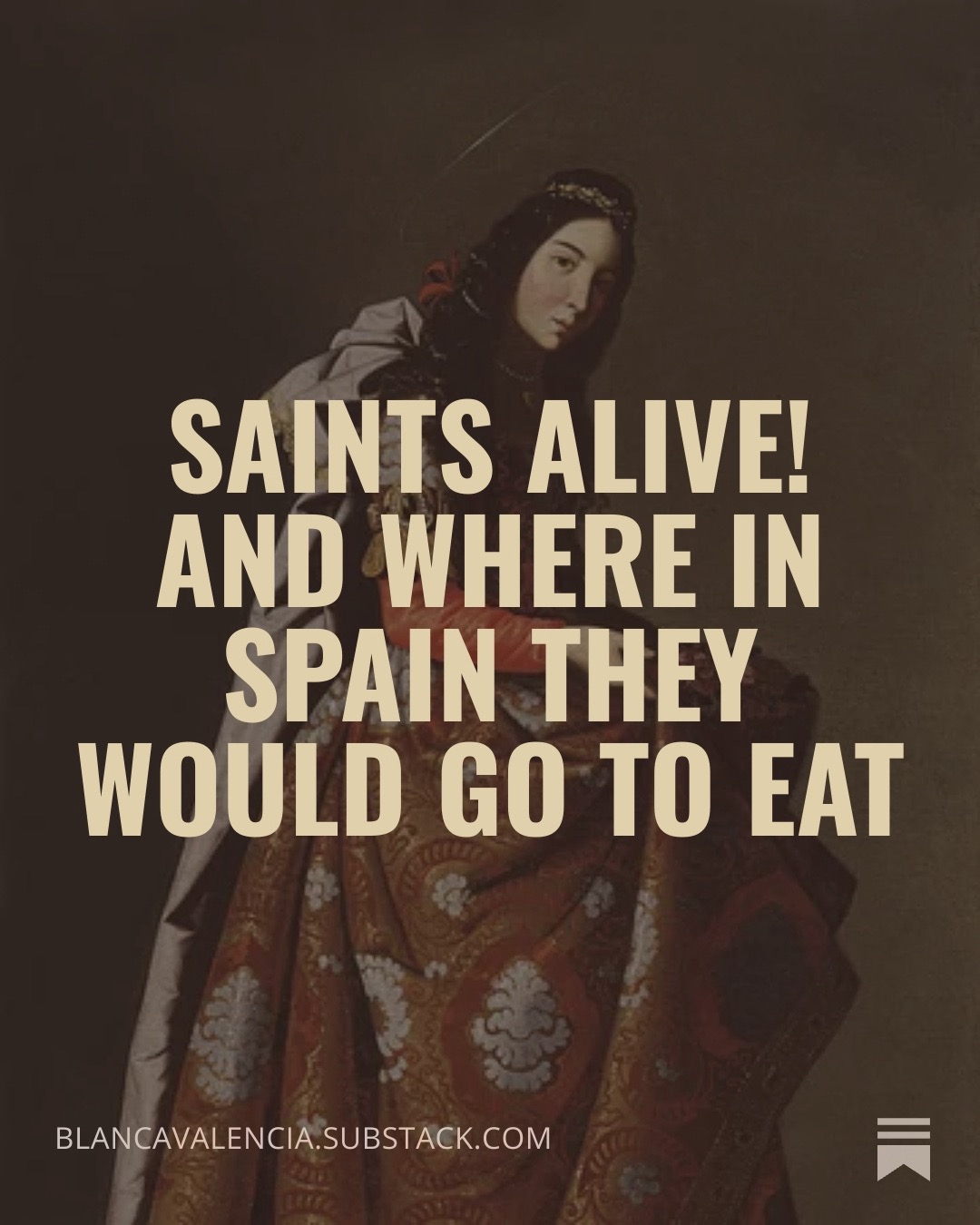 To celebrate the exhibition of Golden Age Spanish painter Francisco de Zurbarán at the @nationalgallery in London I decided to give the painter's exquisitely dressed female saints somewhere to go.
To find out where read at link in Bio or https://blancavalencia.substack.com/p/saints-alive-and-where-in-spain-they
#substack #zurbaran #spanishfood