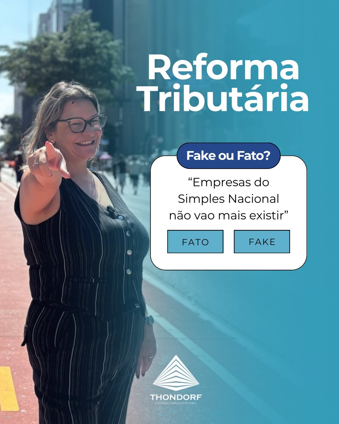 Muita informação tem circulado — e nem tudo é verdade.
“Empresas do Simples Nacional vão deixar de existir”
“O impacto é igual para todas as empresas”
A realidade é que a Reforma Tributária traz mudanças
importantes, principalmente no cenário competitivo entre empresas.
Quem estiver melhor preparado pode aproveitar créditos tributários e ganhar vantagem no mercado. 🚀
Por isso, mais do que nunca, é essencial entender o que é fato e o que é mito.
A Thondorf Contabilidade acompanha de perto cada
mudança para orientar você com segurança.
💬 Ficou com dúvida? Fale com a gente.
#ReformaTributaria #FakeOuFato #Contabilidade
#PlanejamentoTributário #Empresas