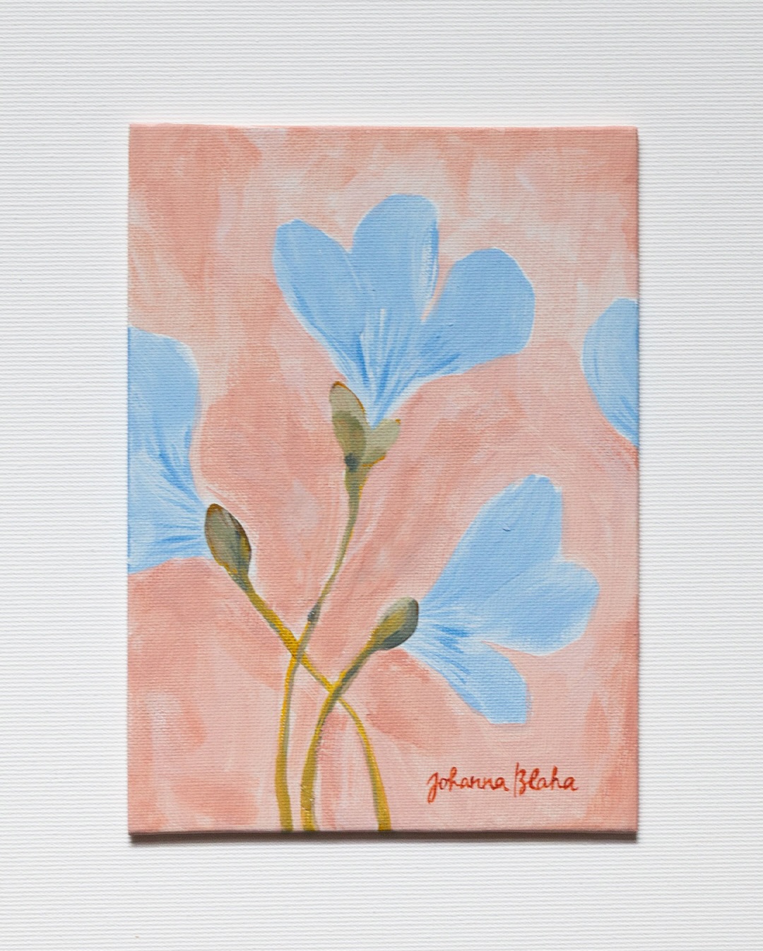 Hier sind die nächsten 10 Blumenbilder meiner Serie „Garden Fragments“, die in den letzten zwei Monaten entstanden sind und erblüht sind 🌷
Ich wollte eine Blumenwelt erschaffen, in der jedes Bild für sich steht, und zusammen neue Welten entstehen können.
Als BetrachterIn kann man sich durch die Anordnung selbst kreativ einbringen und immer wieder neue Kompositionen entdecken.
garden fragment no. 11-20
acrylic on canvas board
13x18cm
2026