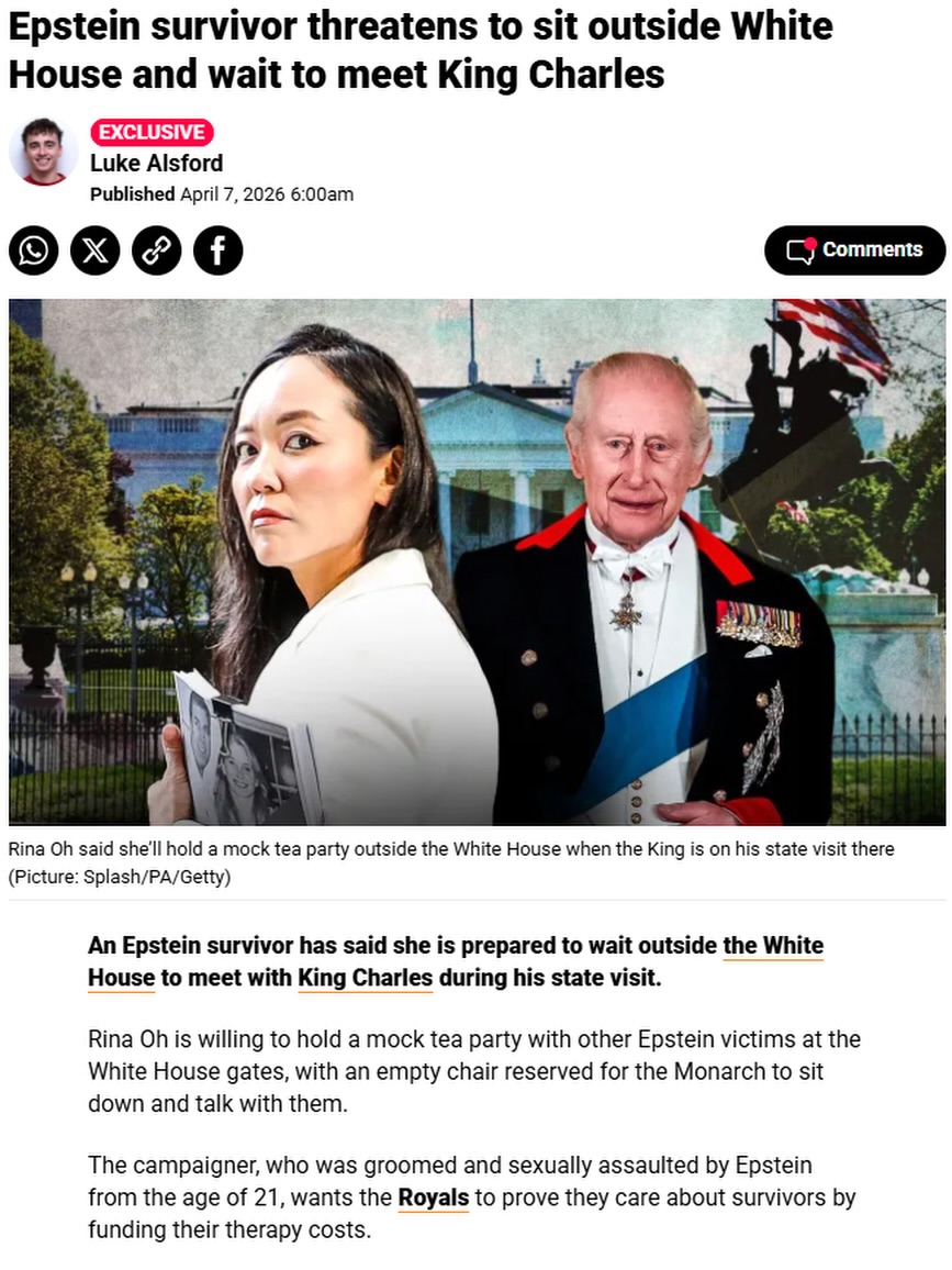 I am planning to create a performance arts piece and any Epstein Survivor is welcome to join me, along with fellow artists, supporters of our request to meet with King Charles and Queen Camilla during their state visit. This is a kind, unbiased, and diplomatic request for support of Epstein victims. Show us your words were not a PR stunt and take action. Not looking for an apology. We want them to prove they meant what they said. Ball's in their court. @theroyalfamily @princeandprincessofwales @potus @flotus