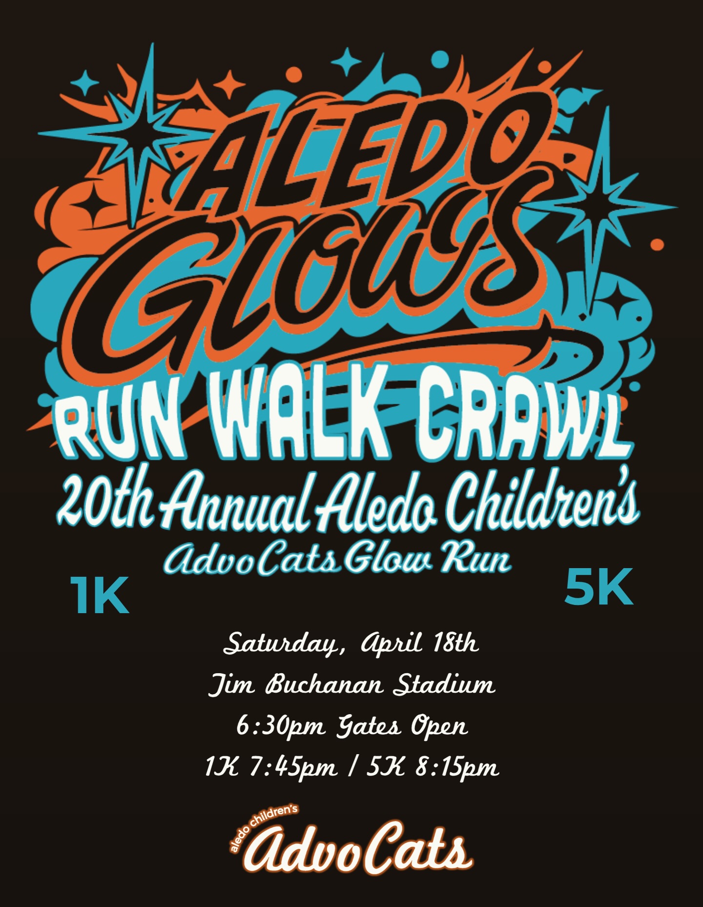 ALEDO GLOWS…the countdown is on🧡🖤✨
We are just one week away from our GLOW Run, Walk, Crawl! Get your sneakers ready, we can’t wait to see you there!!🏃🏼♀️✨🧡