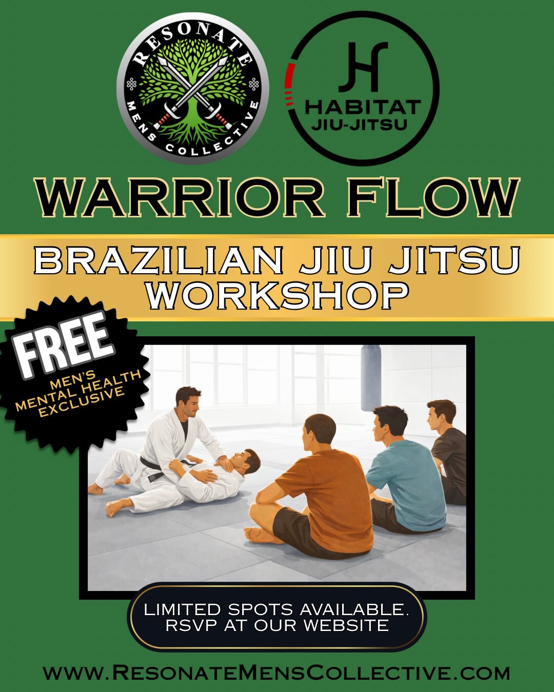 ⚔️ WARRIOR FLOW ⚔️
Men’s Mental Health Exclusive - This is a space for men to learn something new and challenge themselves. 🦾
No ego or bravado - this is about growth, discipline, and learning to stay calm under pressure. 🧘🏻♂️
Through movement, we build confidence.
Through challenge, we build resilience.
Through shared experience, we build brotherhood.
The @habitatjiujitsuperth Team are bringing the fundamentals of Brazilian Jiu Jitsu into a safe, beginner-friendly environment.
No experience needed. Just show up ready to learn.
What to bring;
- Sports T-shirt and Shorts (no pockets preferred)
- Optional Mouth Guard
- Towel
- Water
Limited spots available.
📍 Osborne Park
🗓 May 3rd | 8:45AM
Book via the link in bio or head to
www.resonatemenscollective.com
Movement. Connection. Purpose.