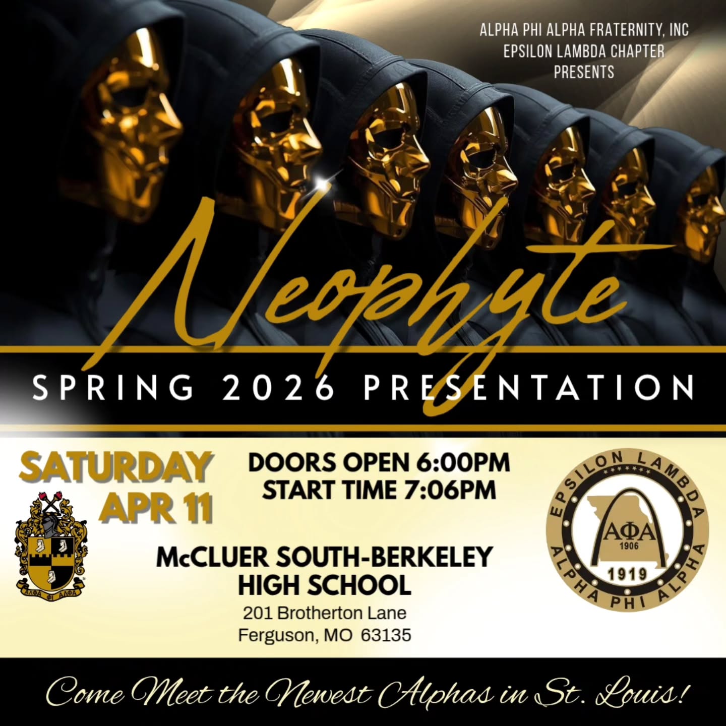 Congratulations to the new Spring '26 Initiates of the Epsilon Lambda Chapter! 🥳
To celebrate, we're launching a 48-HOUR POP-UP SALE for the Gateway City Derby! For the next 48 hours, get 20% OFF General Admission tickets when you use promo code: MUNY.
Don't miss this limited-time offer to the city's longest-running Black Derby event!
Join the Derby Committee and celebrate with us all week:
🗓️ This Weekend: We'll be celebrating at the Spring ’26 Epsilon Lambda Neophyte presentation!
Like, share, and spread the word!
www.GATEWAYCITYDERBY.com
#GatewayCityDerby #AlphaPhiAlpha #EpsilonLambda #MUNY #StLouis