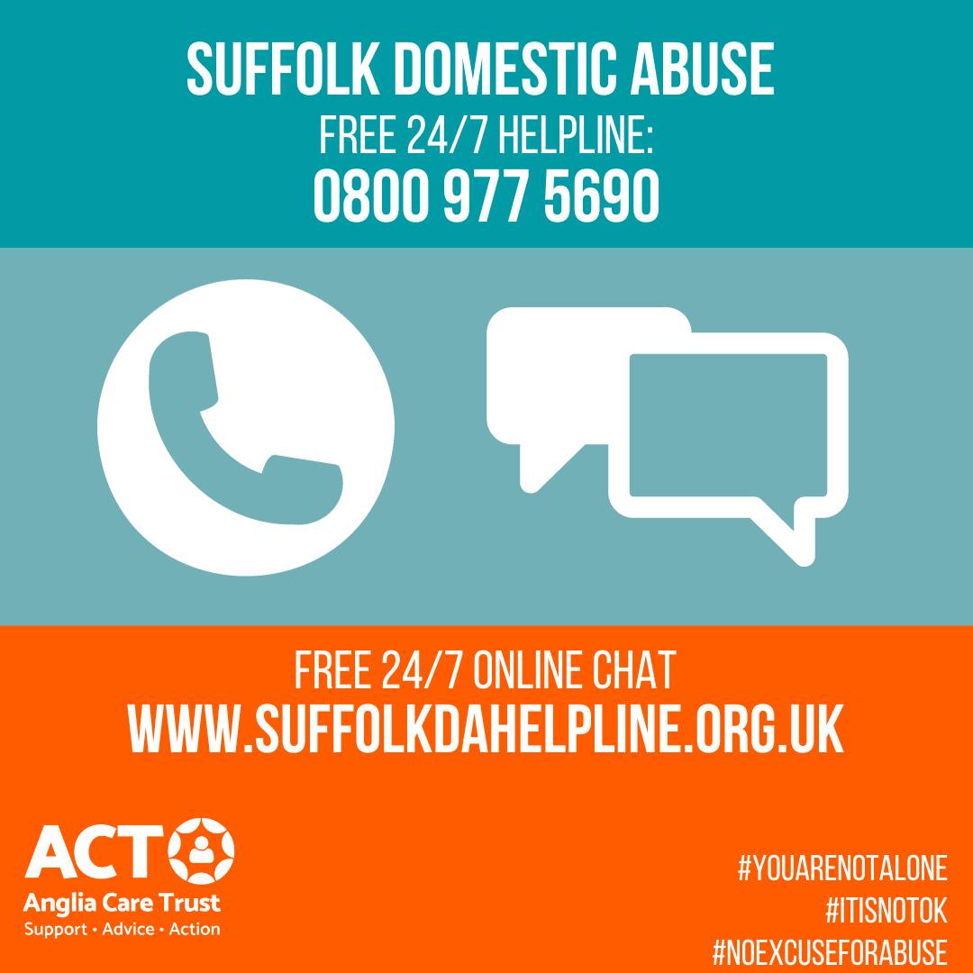 Our Suffolk Domestic Abuse Helpline is available 24-hours a day - either the phone line on 0800 977 5690, or our online chat facility at www.suffolkdahelpline.org.uk.
We're here for support, advice and action on any form of domestic abuse: violence, coercive control, gaslighting, financial, emotional, or online abuse. We're also here for you if you're experiencing abuse, or if you're a friend, family member or colleague concerned for someone else. When it's safe to do so, get in touch.
#SDAhelpline #domesticabuse