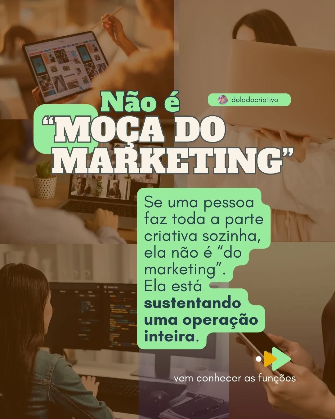 É papo de dar graças a Deus se você já tiver alguém assim, mas se ainda não tiver, agora encontrou.
Do Lado Criativo | Sempre do lado das ideias.
doladocriativo.com
+55 71 98205-3636
Sites | Redes Sociais | Branding | Estratégia