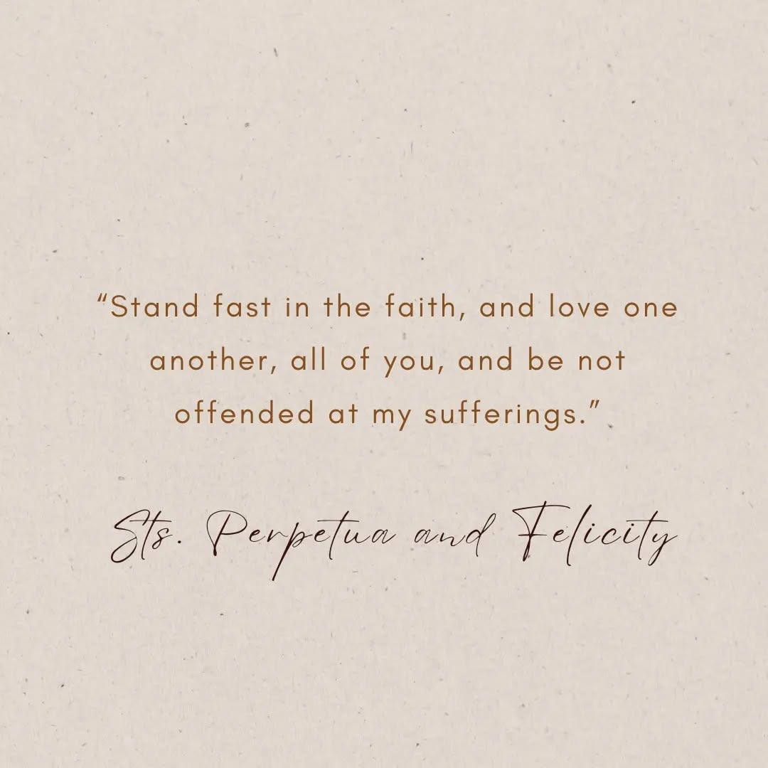 In the face of persecution, Saints Perpetua and Felicity stood steadfast in their faith, inspiring countless believers throughout history. Perpetua, a noblewoman, and Felicity, a slave, refused to renounce their Christian beliefs despite threats and imprisonment.
Even in the midst of hardship and separation from their families, their unwavering devotion to God remained unshakeable.
Perpetua's diary chronicles the trials she faced, expressing both her fears and her unwavering faith. Felicity, even while pregnant, faced the prospect of martyrdom with courage and grace.
Their story serves as a powerful reminder of the strength found in faith, even in the darkest of times. Let us draw inspiration from the courage of Saints Perpetua and Felicity as we strive to live out our own faith with conviction and resilience. π
#SaintsPerpetuaAndFelicity #FaithfulWitnesses #CourageousFaith #catholic #catholicmom #catholic homemaker #saintlysayings