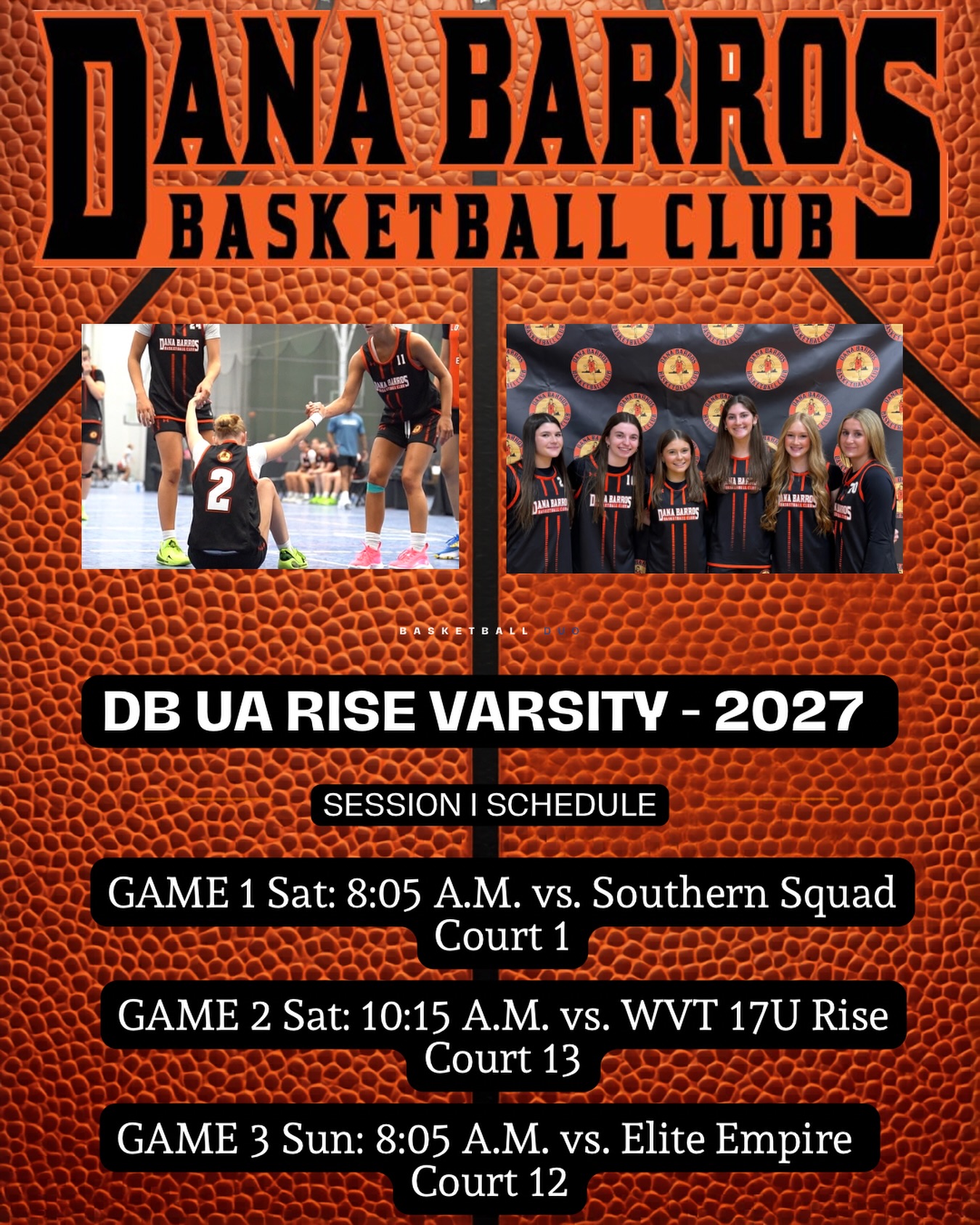 Our DB UA Rise Varsity - 2027 Team is on their way to @spookynooksports for the @risecircuit Session I. Make sure you check out these amazing girls! They are primed and ready to put in some work! #danabarrosbasketballclub #dbyl #proudcoach #uarise #ncaawomensbasketball