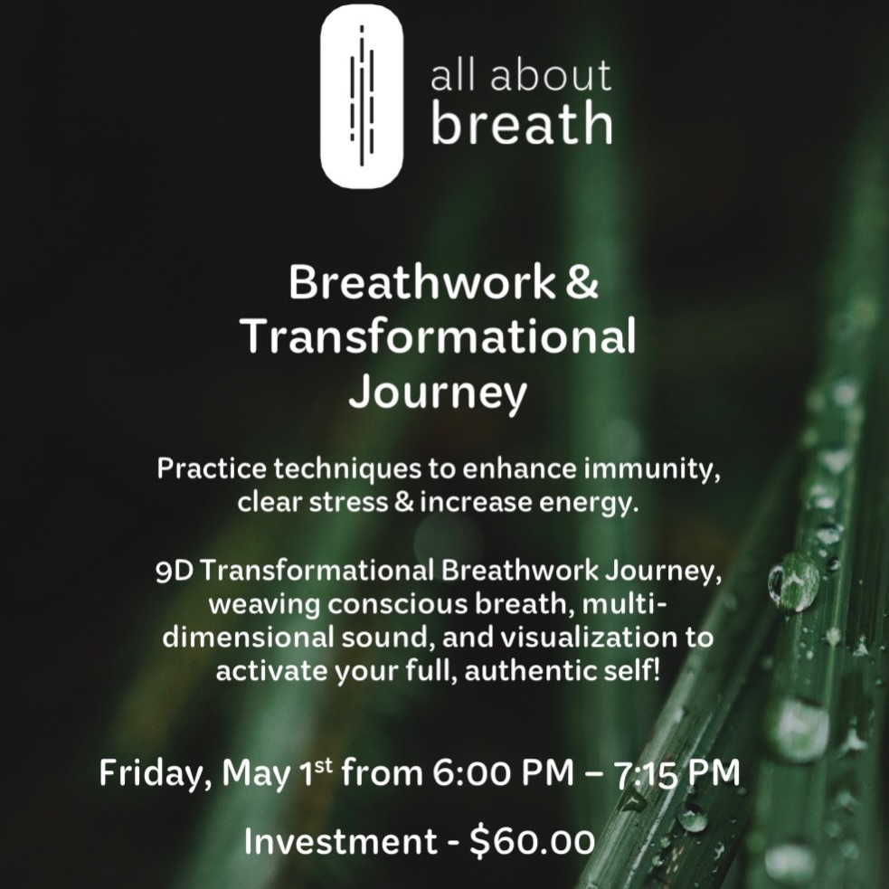 💨🍃Breathwork Workshop & Journey
Practice powerful techniques to reduce stress, increase clarity, energy & focus.
In the Transformational Breathwork Journey, conscious breathing, sound, and my guidance work together to release what’s holding you back — so you can step into the life you were meant to live.
Friday, May 1st, 6-715p
$60 investment
#breathwork #mentalhealthawarenessmonth #toledowellness #yogaformentalhealth #perrysburgohio