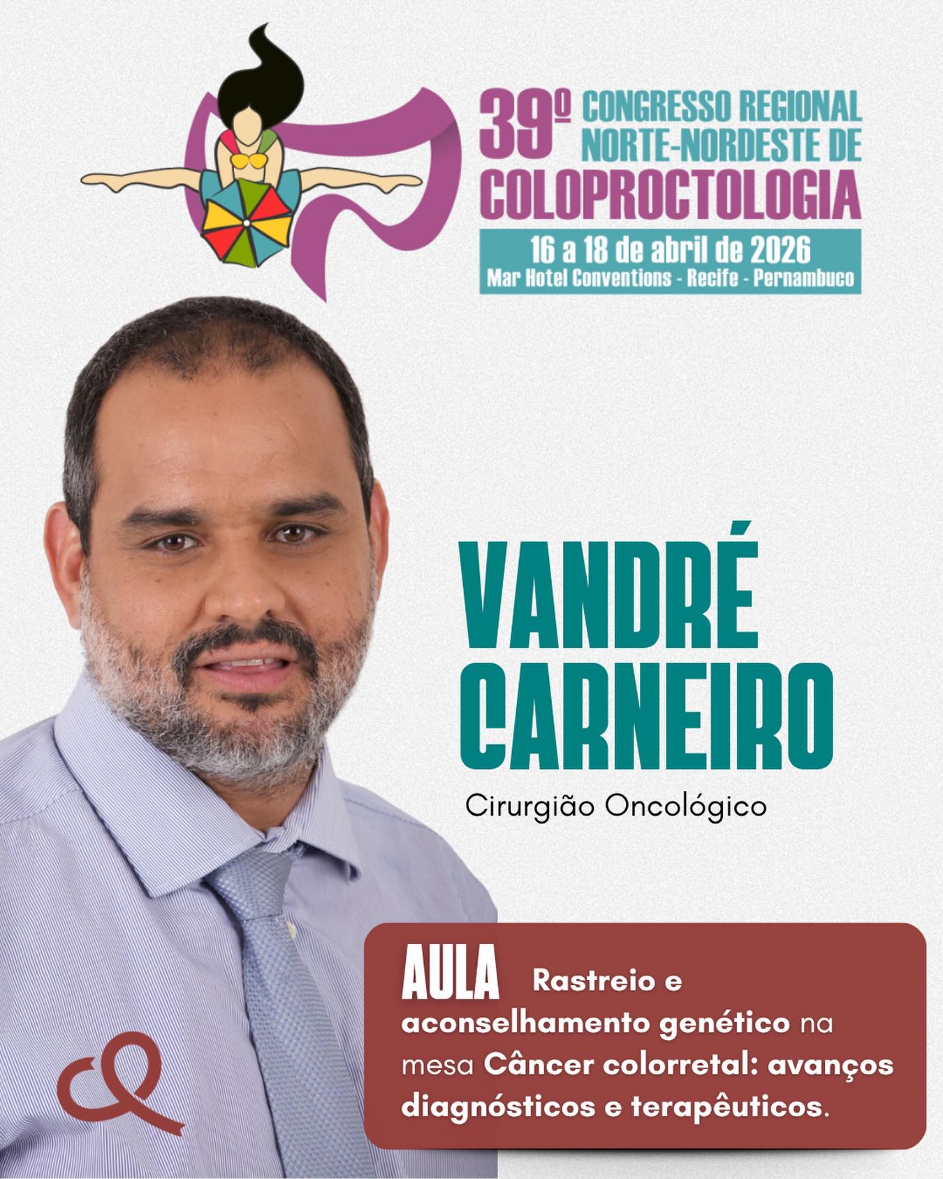 Nesta quinta-feira o cirurgião oncológico da COP Dr. Vandré Carneito estará no 39° Congresso Regional Norte-Nordeste de Coloproctologia, ministrando aula sobre Rastreio e aconselhamento genético’ na mesa ‘Câncer colorretal: avanços diagnósticos e terapêuticos’.
🤝 conte com a COP.