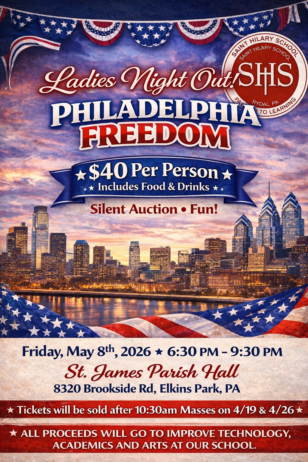 Tickets for our annual Ladies Night Out fundraiser start this weekend after the 10:30am Mass. Please support this fun and beneficial fundraiser for St. Hilary's School!