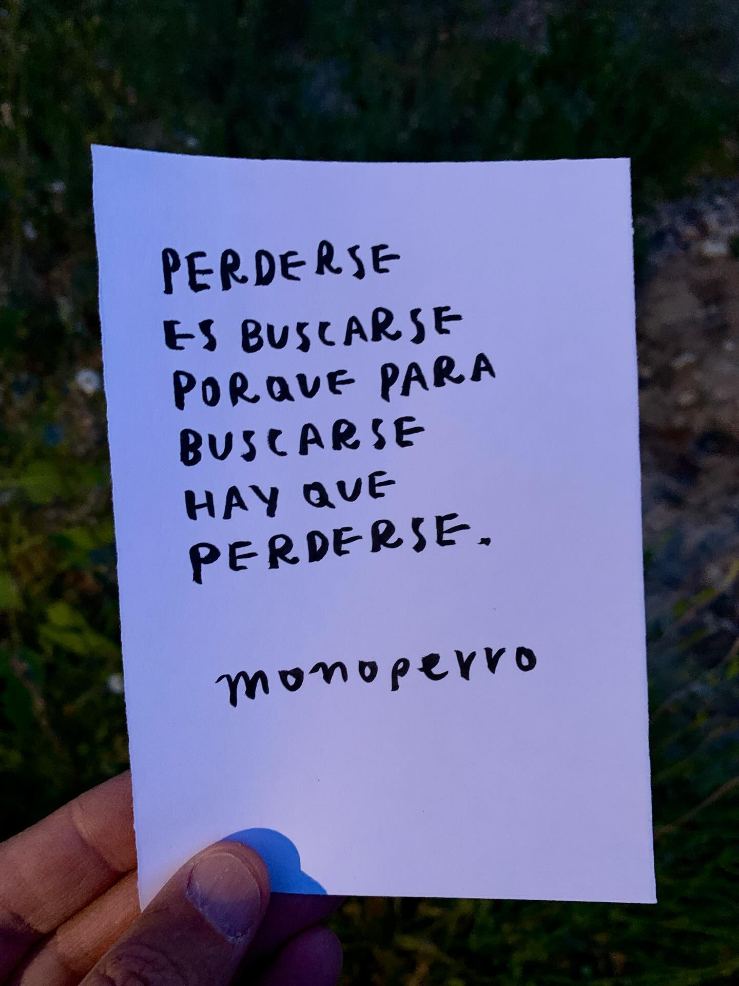 Perderse
es buscarse
porque para
buscarse
hay que
perderse.
#cancamusas
#elclubimperfecto
#ultralkymia