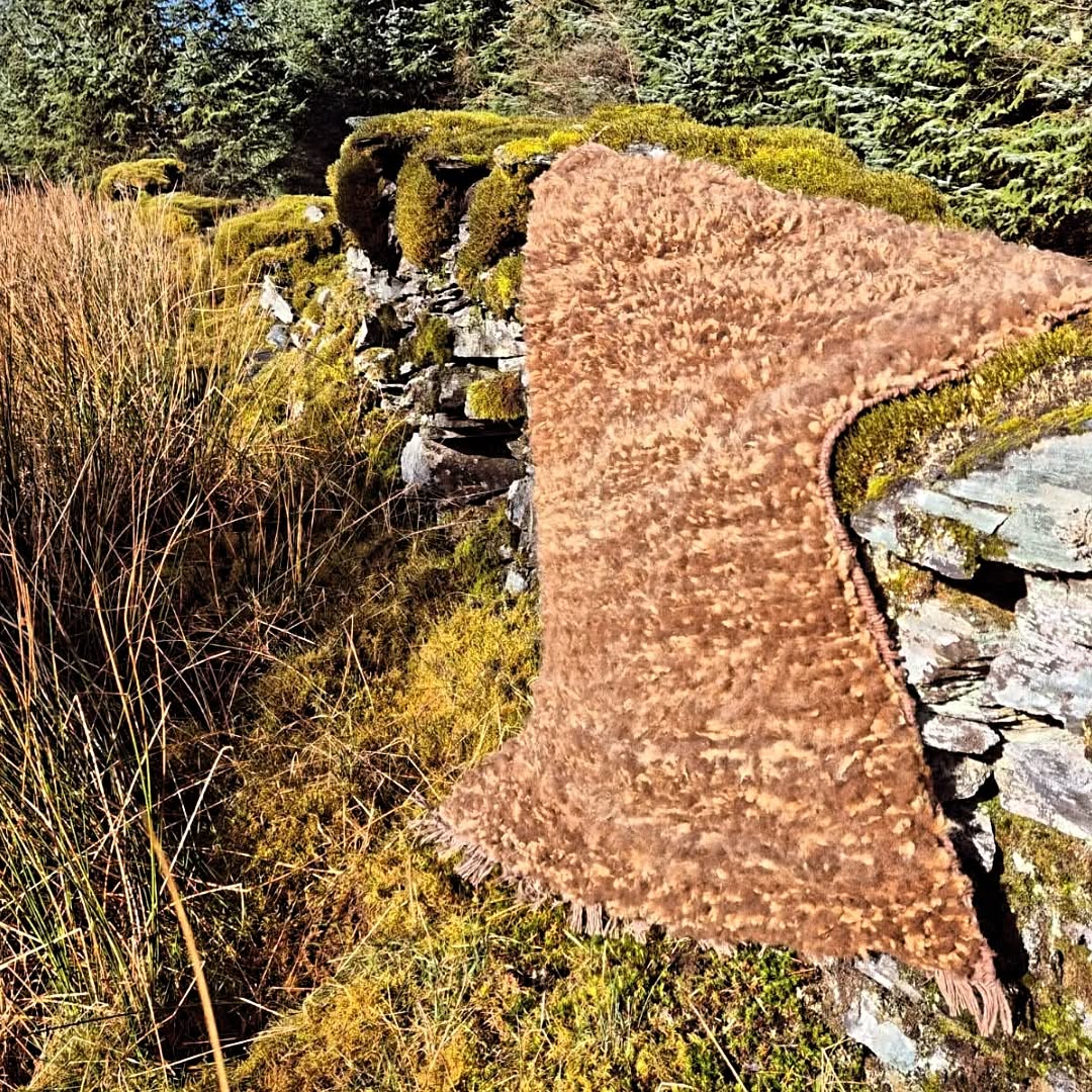 It's always with a sense of celebration that we take my finished vararfeldir to be photographed in the wild hills behind my house. The completed Manx cloak was no exception, with its deep-pile velvet texture and its natural caramel colors that really glowed in the sunlight. This one features an impressive 18,270 separate tufts of Manx Loaghtan fleece!
#handwoven #vararfeldrexhibition #vararfeldr #vikingcloak #manxheritage