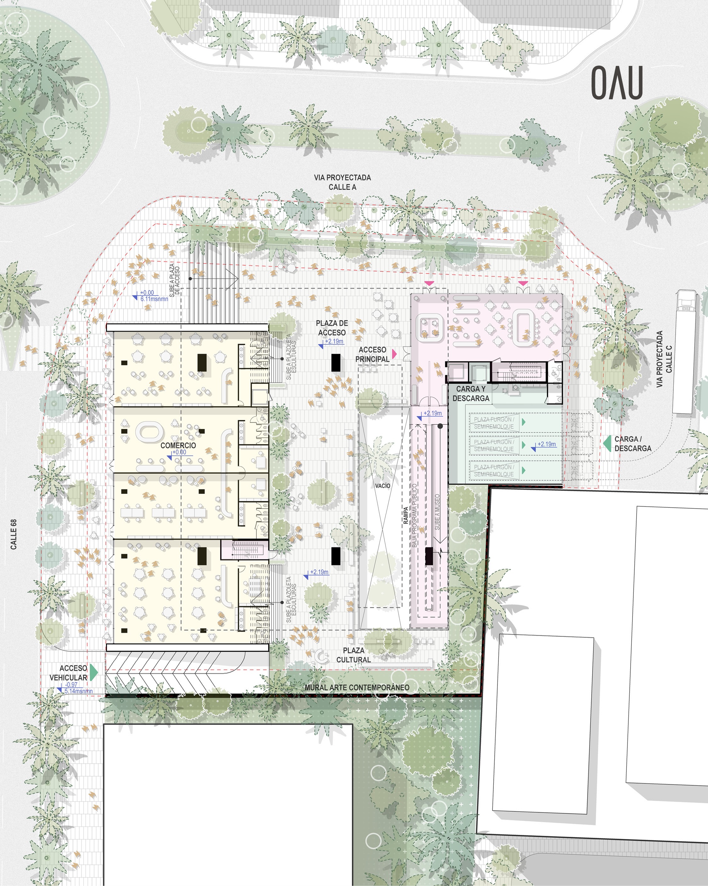 Propuesta Concurso_MAC Panamá
MAC Panamá propone un museo que entiende la arquitectura como una infraestructura cultural abierta y adaptable. Más que un objeto autónomo, el edificio busca construir relaciones entre arte, ciudad y vida cotidiana, liberando el suelo para devolver espacio público y convertir el museo en una extensión activa de la experiencia urbana.
La flexibilidad del espacio expositivo se convierte en uno de los principios centrales del proyecto. Salas configurables, circulaciones abiertas y estructuras no rígidas permiten que el museo evolucione en el tiempo y responda a distintas formas de exhibición, encuentro y apropiación cultural. La arquitectura no define una única manera de recorrer o habitar el edificio; habilita múltiples escenarios posibles.
El vacío central actúa como corazón social y espacial del museo. Más que un espacio de circulación, funciona como plataforma de encuentro, intercambio y permanencia, donde las distintas actividades culturales se conectan visual y espacialmente. Una arquitectura pensada para adaptarse, transformarse y seguir produciendo ciudad a través del tiempo.
@mac_panama
Equipo de trabajo:
Andrés Oyaga
Rodrigo Chain
Mateo Cañas
Luis Guerra
Manuela Valencia
Manuela Jiménez
Luis Daza
Martín Rodríguez
Nicolás Paz
_____
#MACpanama #Museoartecontemporaneo #panama #urbanismo #OAU