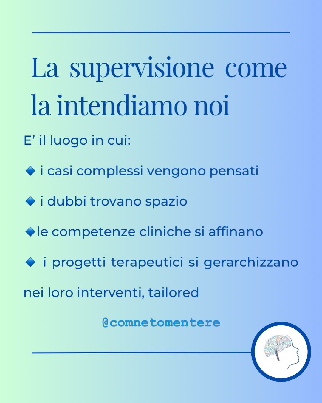 La supervisione clinica è uno spazio fondamentale nella pratica professionale.
E’ un luogo di confronto, pensiero e crescita, in cui i casi complessi possono essere letti con maggiore profondità e responsabilità.
A Comnetomentere abbiamo un servizio di supervisione clinica condotto da Stefania Righini, fondatrice del centro, ed Elisa Moretti, psicologhe e psicoterapeute cognitivo comportamentali, svolte a partire dalla nostra esperienza clinica, dal lavoro in équipe e dalla formazione continua.
Perché la qualità della cura passa anche dalla qualità del pensiero clinico.
#salutementale #psicoterapia #supervisione @elisa_moretti_psi @stefaniarighini_