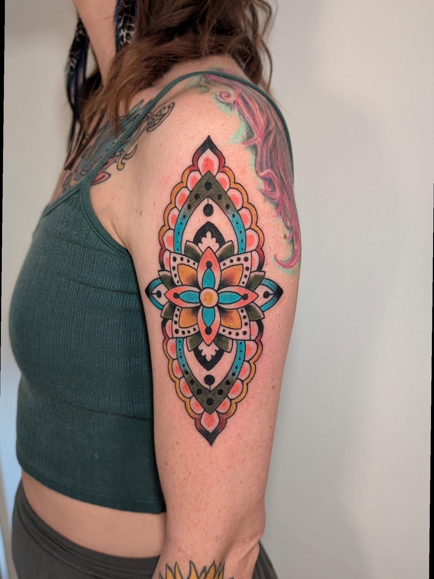 ❇️✴️💠✳️
Mandala picked up from my Wanna Do's!
There's an ever evolving list of available pre-drawn designs up on my website nicolederoy.com
Always for a good price for a good home 🏡
Thank you as always @wonderwolf_91
I'm loving this soft and muted color palette from @chromatattooink
I'd LOVE to do more trad-ISH-onal ornamental work like this. 🩵
Booking May and June 🫶🏻
At Sedona's only Eco Friendly tattoo studio
Sacred Rebel Tattoo in West Sedona, by Whole Foods Market
.
.
.
@visitsedona
#sedonatattooshop #tattoosedona #mandalatattoo #womantattooartist #womenownedbusiness