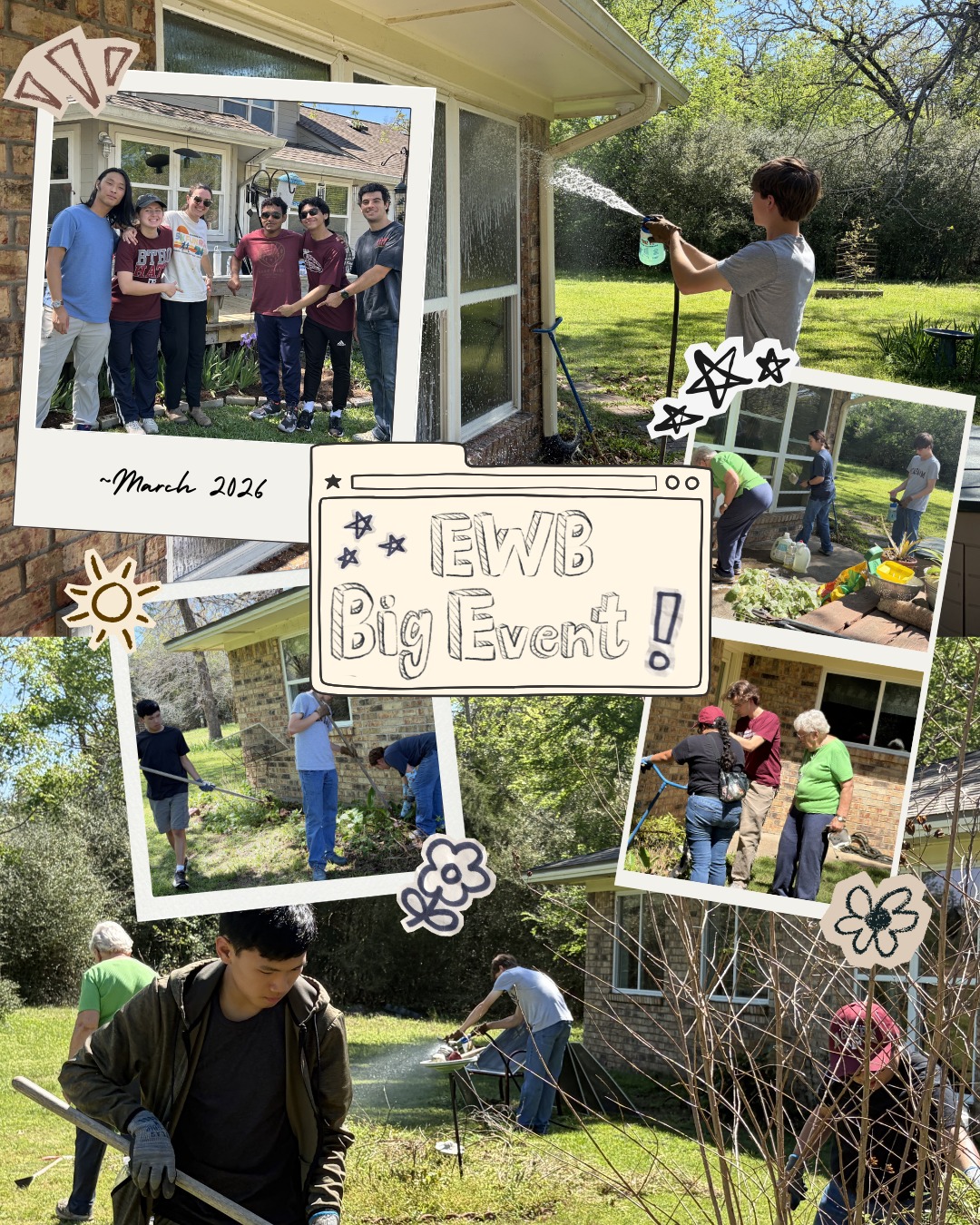 EWB is so grateful to have gotten the opportunity to give back to the College Station community by participating in the Big Event! Thank you to all who participated!