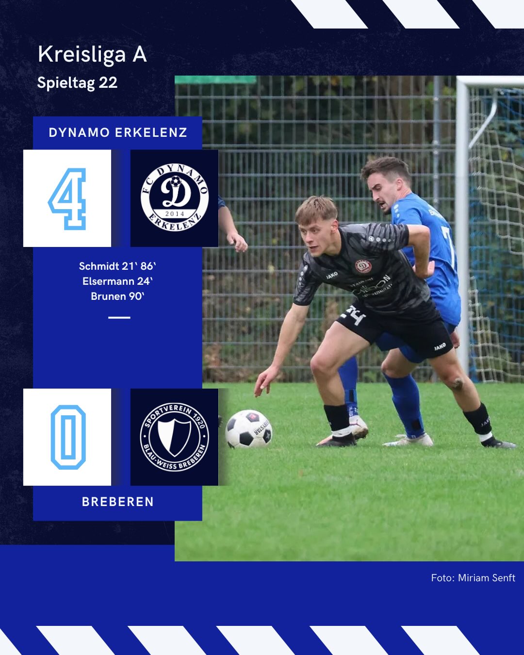 🔵⚪️ Wochenende mit Licht und Schatten ⚪️🔵
Am vergangenen Wochenende waren beide Mannschaften des SV Breberen gefordert. Gegen starke Gegner warteten schwierige Aufgaben.
⚽️ FC Dynamo Erkelenz - SV Breberen 4:0 (2:0)
Beim souveränen Tabellenführer Dynamo Erkelenz musste sich unsere Erste mit 0:4 geschlagen geben. Der Spitzenreiter zeigte von Beginn an seine Klasse, nutzte seine Chancen konsequent und ließ defensiv kaum etwas zu. Gegen den weiterhin ungeschlagenen Ligaprimus war an diesem Tag leider nichts zu holen. Jetzt gilt der Fokus den kommenden Aufgaben, um schnell wieder Punkte einzufahren.
⚽️ SVG BLS - SV Breberen II 4:0 (1:0)
Auch für unsere Zweite gab es im Derby bei BLS nichts Zählbares. Beim 0:4 hielt man die Partie zunächst offen, geriet dann aber nach schnellen Umschaltmomenten des Gegners ins Hintertreffen. Trotz großem Einsatz konnte das Derby nicht mehr gedreht werden. Markus Goertz aus der A-Jugend feierte mit seiner Einwechselung in der 77. Spielminute sein Debüt im Seniorenbereich.
Insgesamt ein gebrauchter Spieltag für Blau-Weiß, aber solche Tage gehören dazu. Jetzt heißt es: Mund abwischen, weiterarbeiten und wieder angreifen! 💪🏻
📸: @miriamsenft