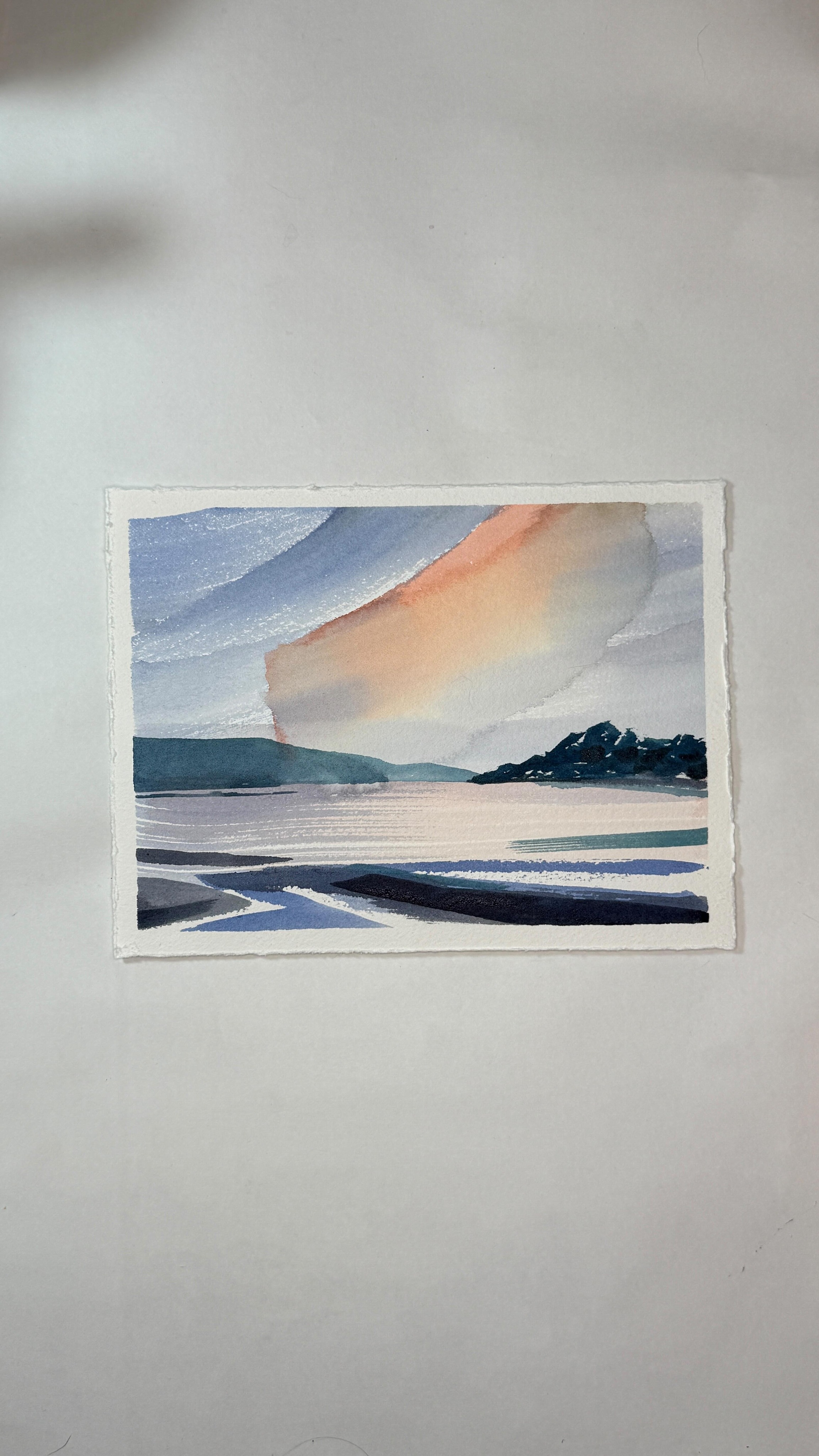 A few little loose landscapes like these are coming soon! As part of my 100 Day Project I’m painting a few small 5x7 landscapes inspired by some of my favorite places. This one is based on a drive by view of the sunset over Nehalem River out on the Oregon coast. We were driving to eat dinner one night over in Wheeler, a little town right on the river, and the sky was just spectacular.
.
If you like this and want first access to the little series I’ll be releasing at the end of the month, (and a discount!) hop on my mailing list. Shoot me a message with your email or go to the link in my bio.
.
#pnwartist #littlelandscapes #coastalart #the100dayproject #loosewatercolor