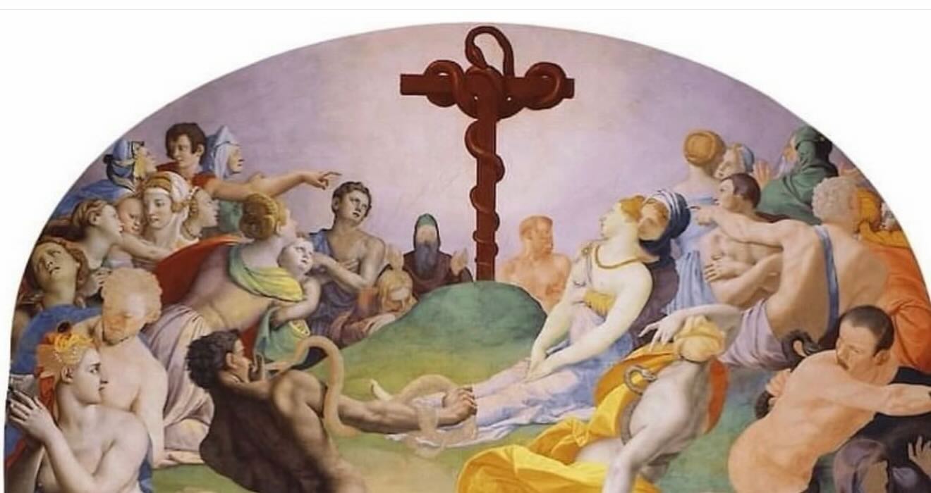 Lecture de l’Évangile pour le cinquième dimanche du printemps :
Ieshu dit à ses disciples : « Personne n’est monté au ciel, si ce n’est celui qui est descendu du ciel, c’est-à-dire l’étoile du plérôme qui habite le ciel. De même que Moïse éleva le serpent dans le désert, il faut que le Fils de l’homme soit élevé, afin que quiconque croit en lui ne périsse pas, mais ait la vie éternelle. Maintenant, le prince de ce monde sera chassé, et moi, quand j’aurai été élevé de la terre, j’attirerai tous les hommes à moi ».
Image : « L’adoration du serpent de bronze » par Agnolo Bronzino, 1543-1545.
#eglisegnostiqueapostolique